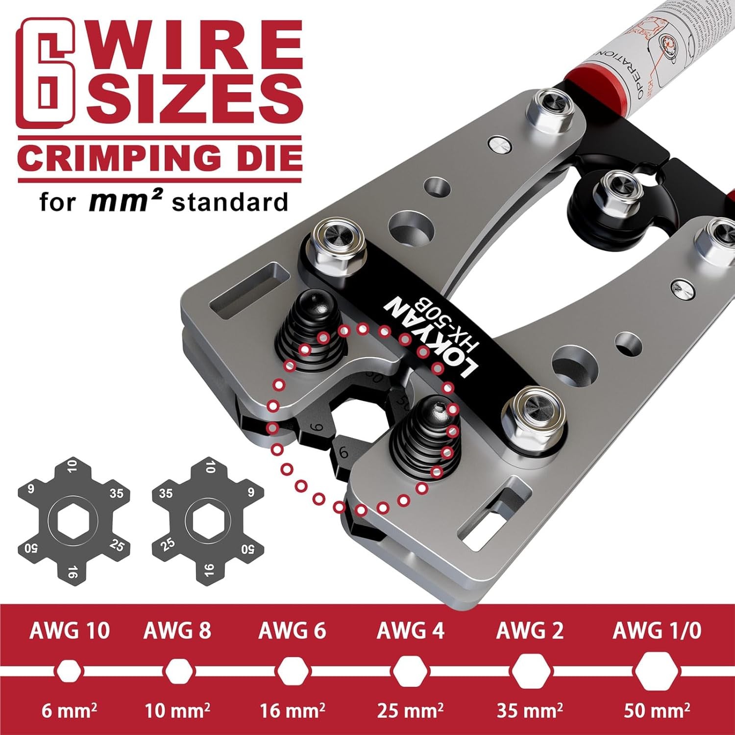 Battery Cable Lug Crimping Tool Kit for AWG 10-1/0, Electrical Lug Crimper
