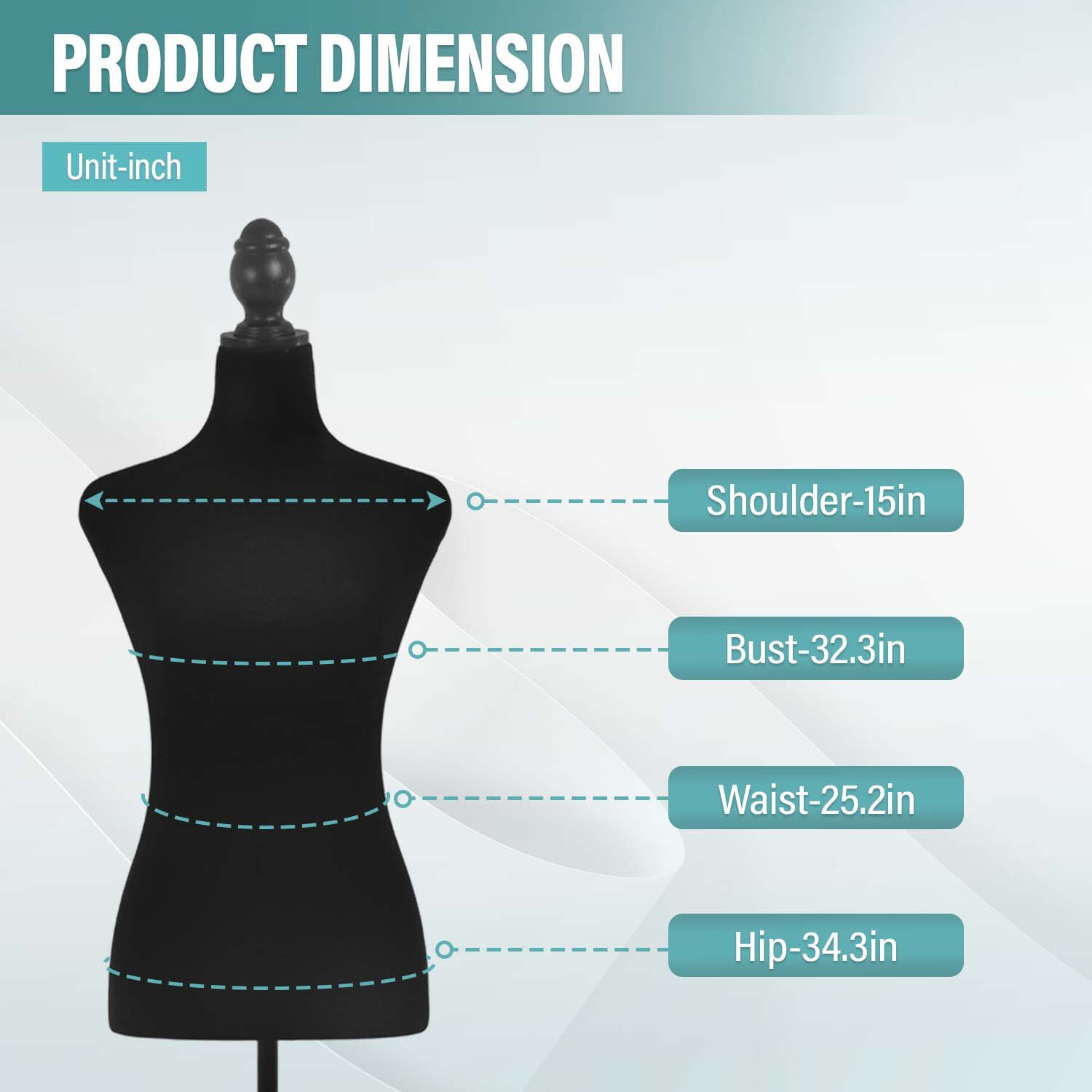 Mannequin Body Dress Form Torso Female Manikin 49.6-63.4 Inch Height Adjustable