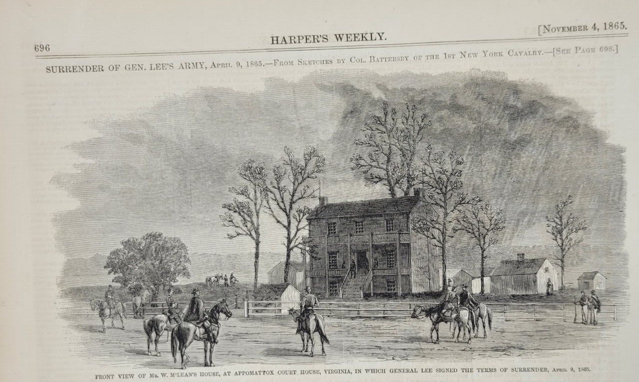 Appomattox Court House 1865 vintage print Surrender of Lee's Army / Last Shot