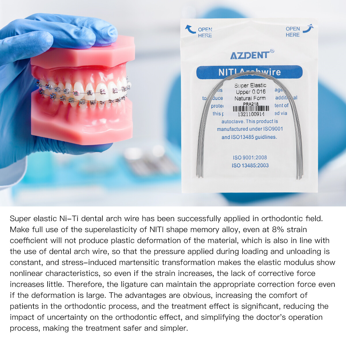 AZDENT Dental Orthodontic Arch Wire Super Elastic Niti Round Natural Form USA