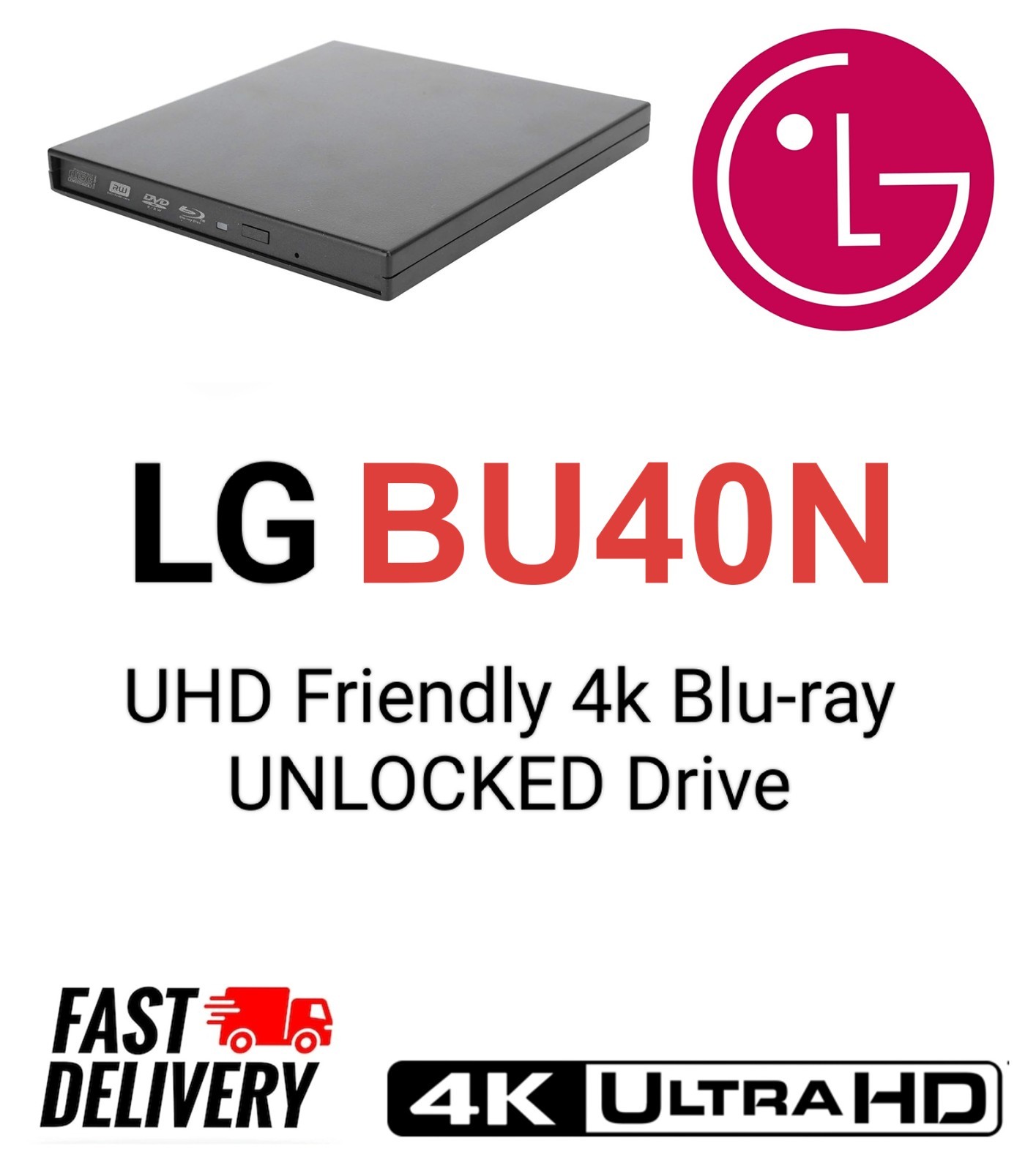 LG BU40N Internal Drive Flashed Unlocked 4K UHD Friendly in External Case