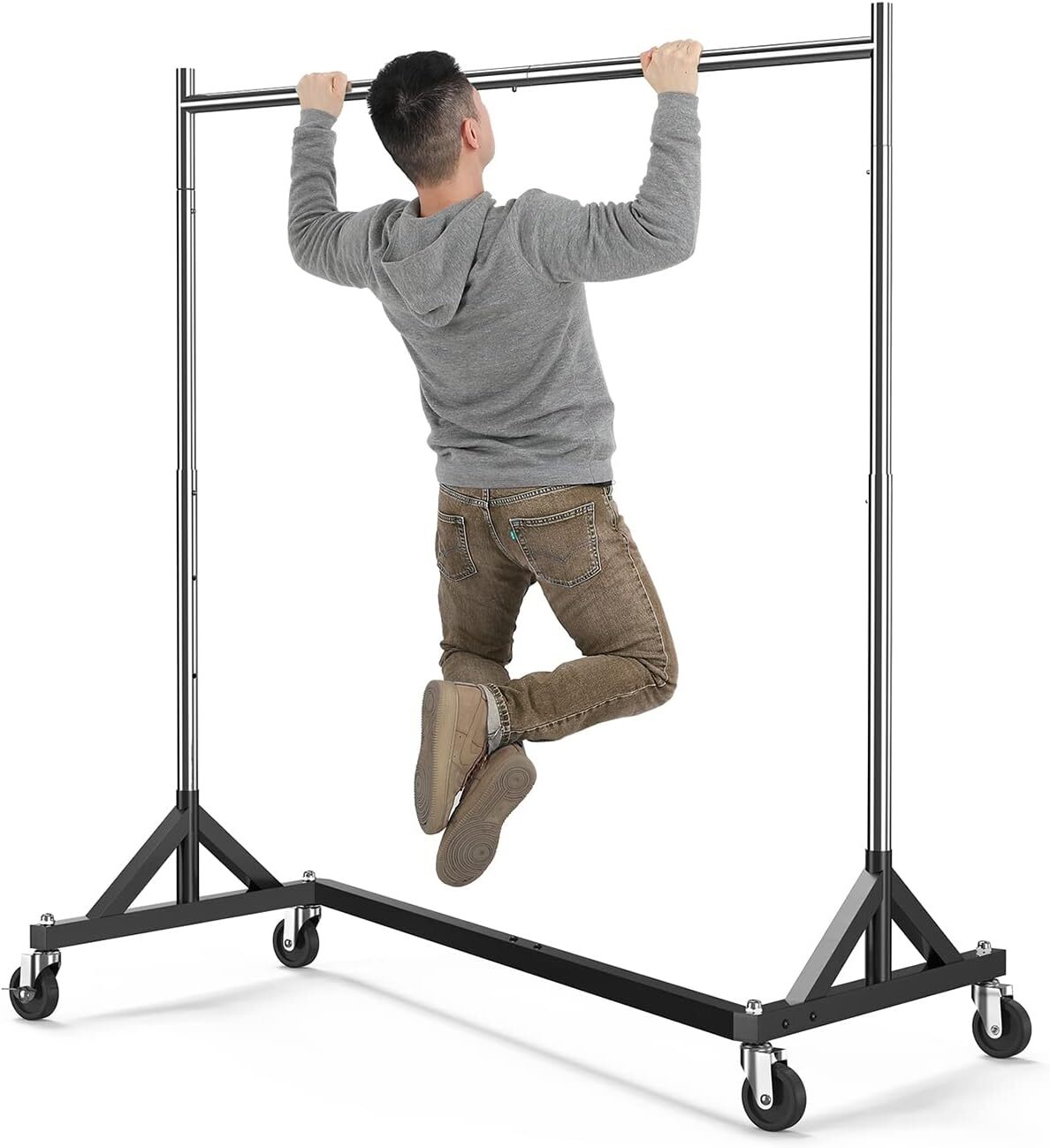 HOKEEPER Heavy Duty Commercial Z Base Clothes Garment Rack Adjustable Add on Bar