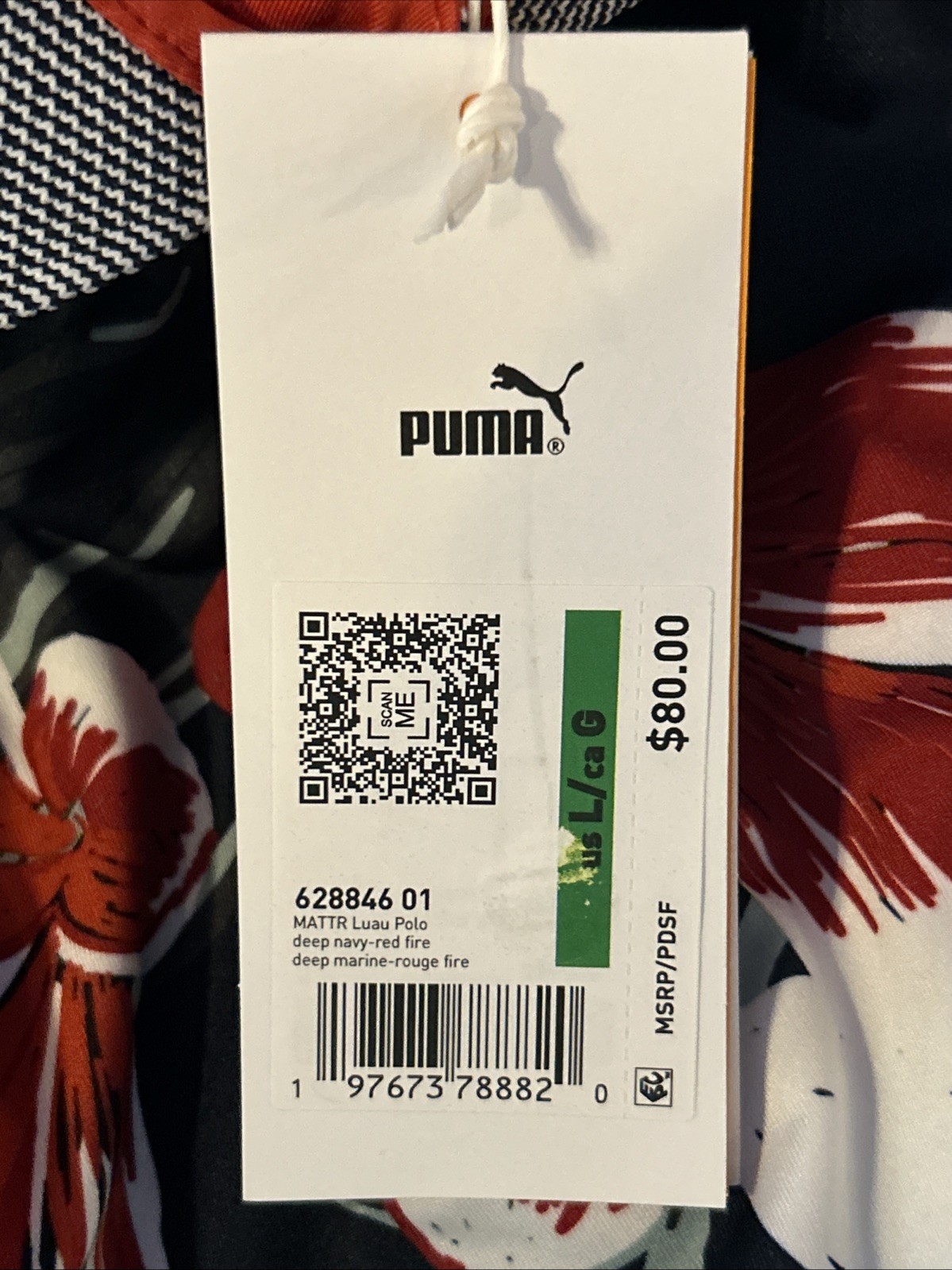 Puma Mattr Luau Polo Navy Floral Golf Shirt Men's Large New