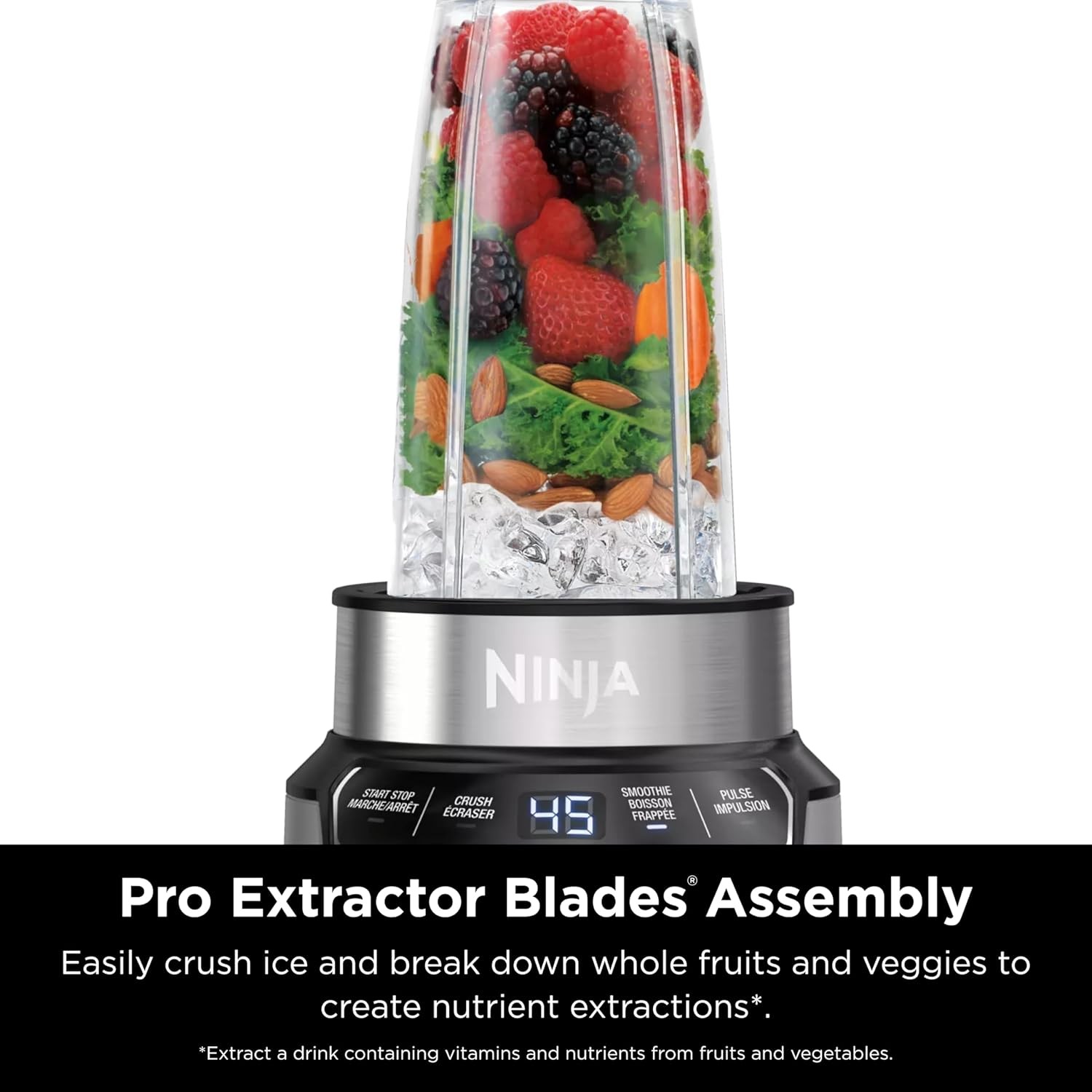 Ninja BN401 Nutri Blender Pro with Auto-iQ, 1100W Motor, (2) 24oz Single Cups