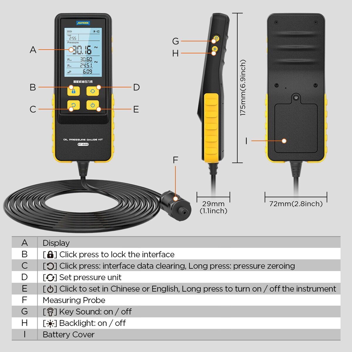 Oil Pressure Tester Kit Tool 0-426 PSI Engine Oil Pressure Tester Digital Gauge