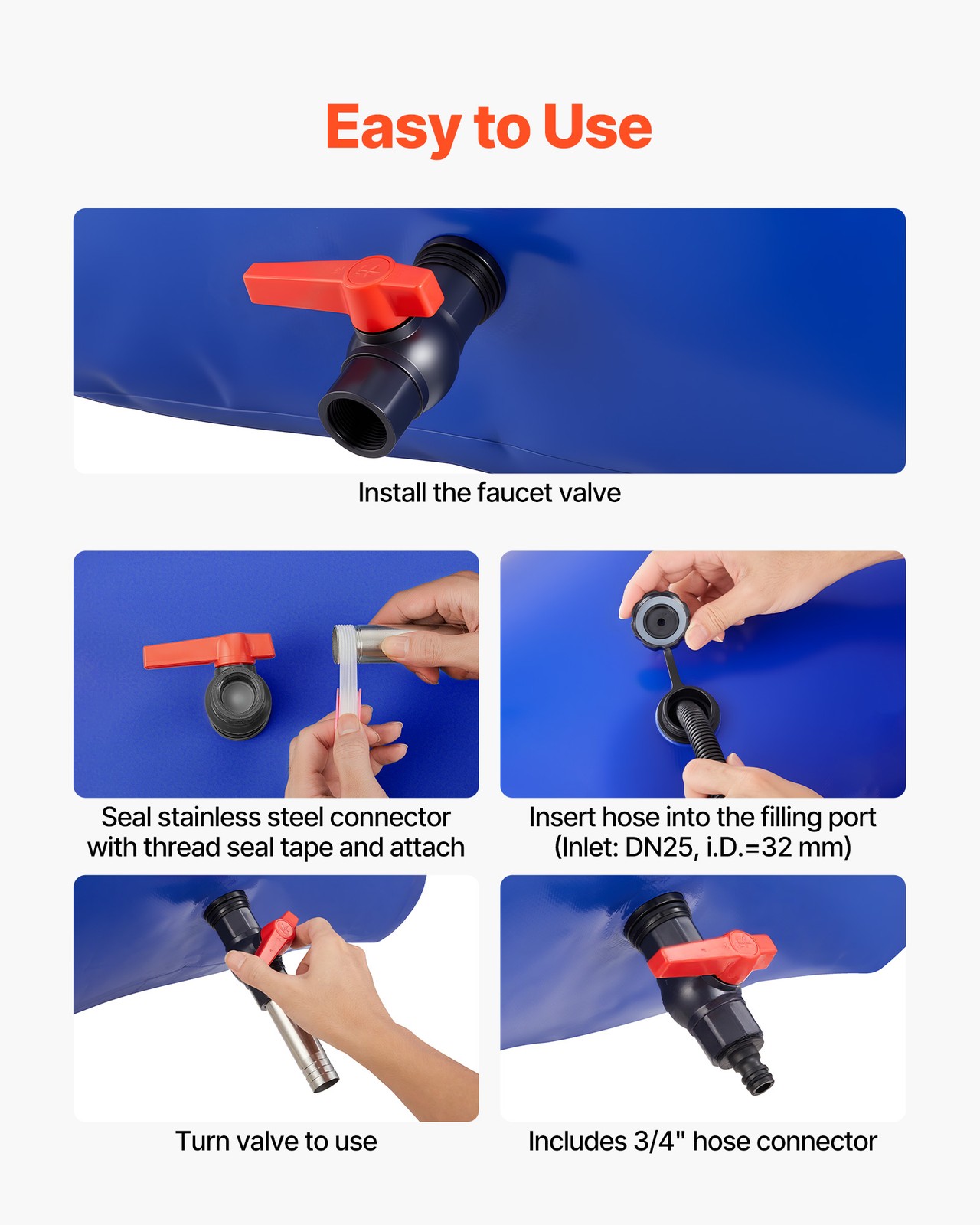 VEVOR 87.2 Gal Collapsible Water Storage Bladder 1000D PVC Water Storage Bag