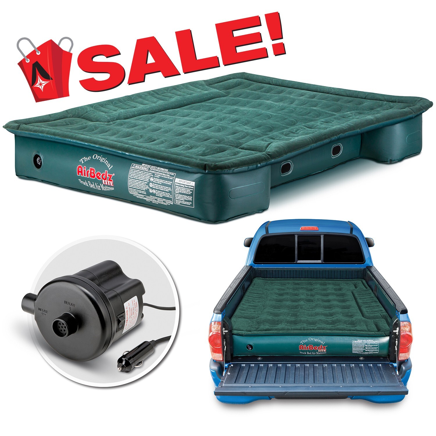 AirBedz Lite Overlanding Mid Size Truck Bed Camping Air Mattress fits 6'-6.5'