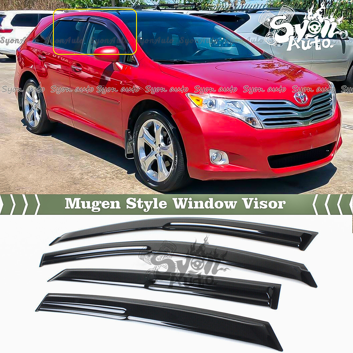 FITS 2008-2017 TOYOTA VENZA JDM 3D WAVY MUGEN STYLE WINDOW VISOR RAIN GUARD VENT