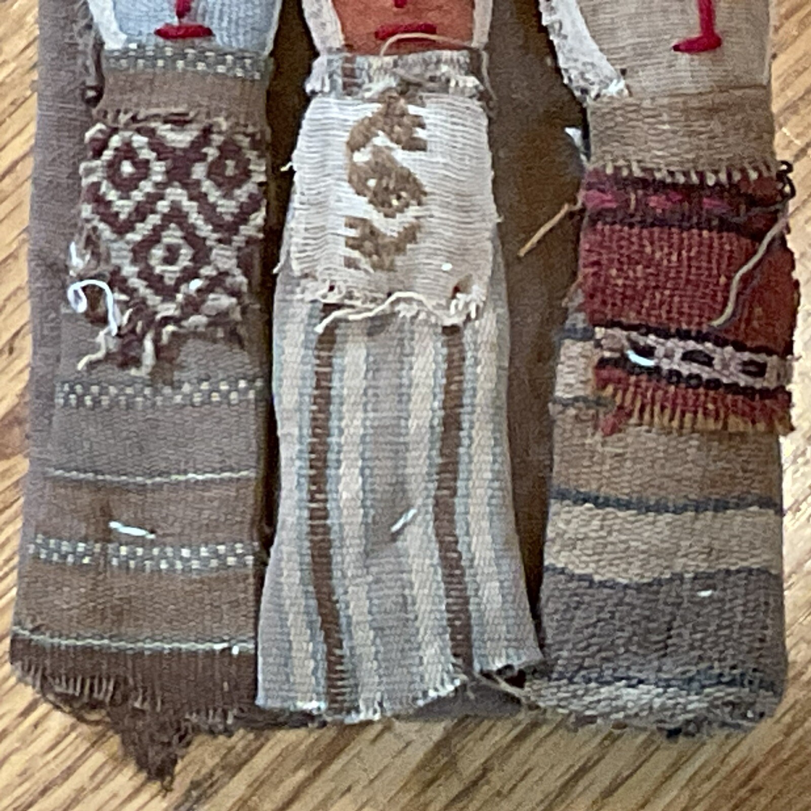 Vintage Peruvian Chancay Burial Cloth Textile Dolls Folk Art Circa 1950 -1960's