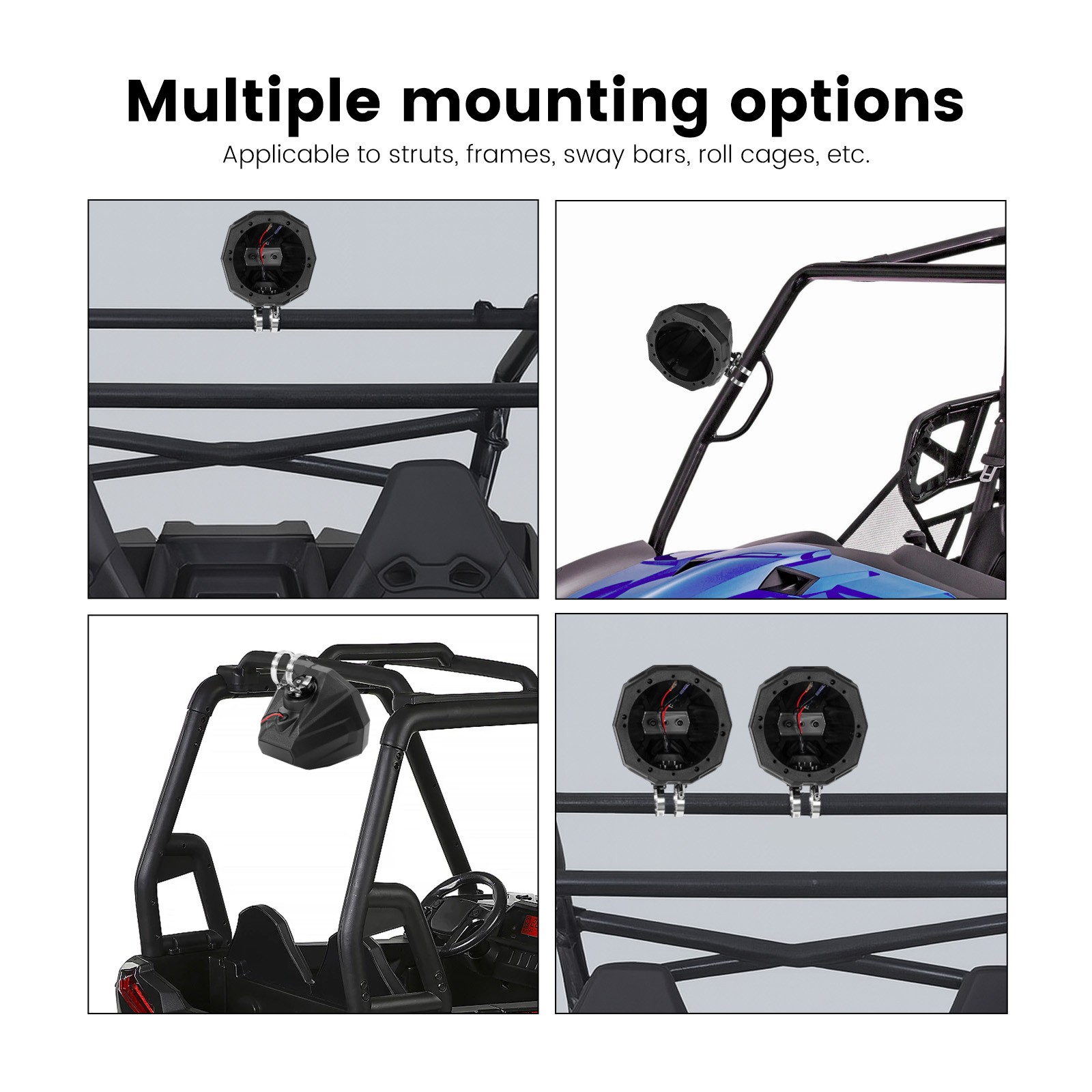 6.5" Speaker Pods Cage Enclosures 1.5-2" for Marine Boat Tower UTV Polaris RZR