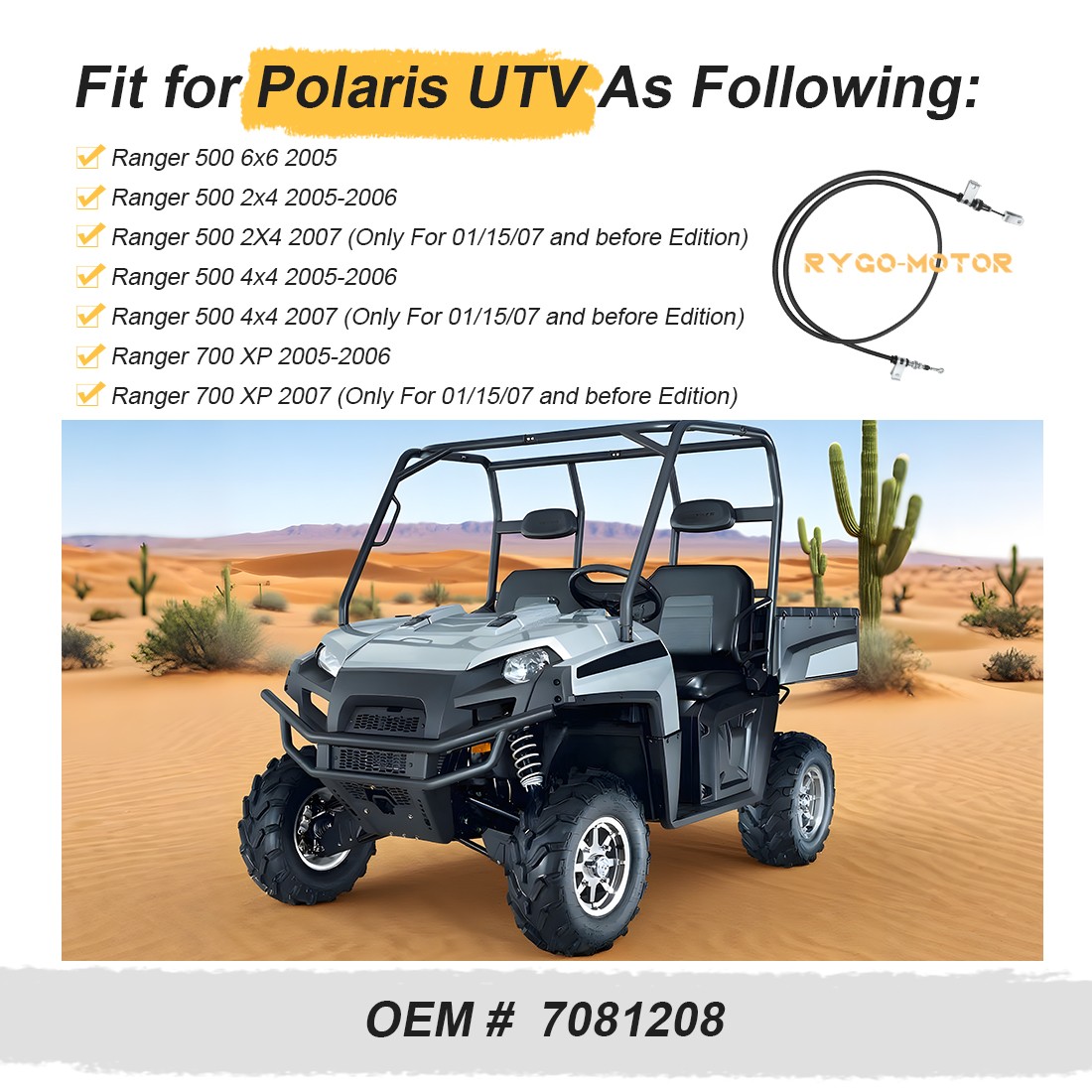 Parking Brake Cable for Polaris Ranger 500 700 XP 2x4 4x4 2005 2006 2007 7081208