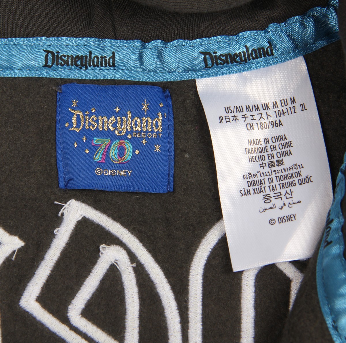 Disney Parks Disneyland 70th Anniversary Black Zip-Up Hoodie Size M