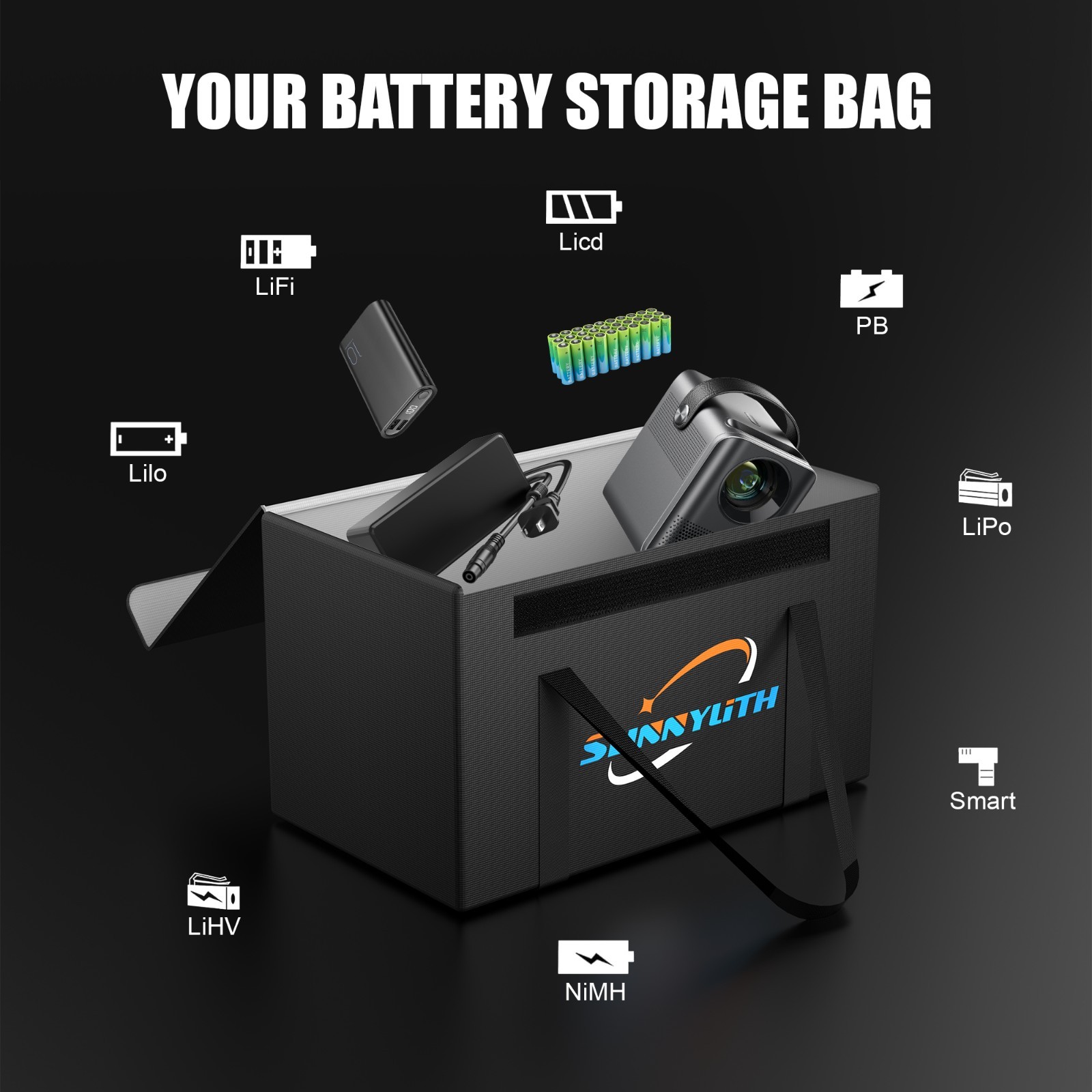 Safe Bag 12V Battery LiFePO4 Lithium Battery Fireproof Waterproof Large Capacity