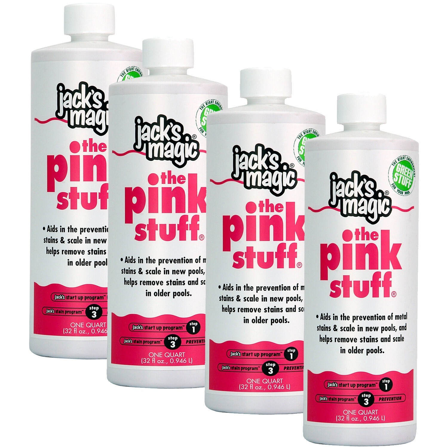 (4 Pack) - Jack's Magic Pink Stuff Metal Solution For Swimming Pools - 1 Quart