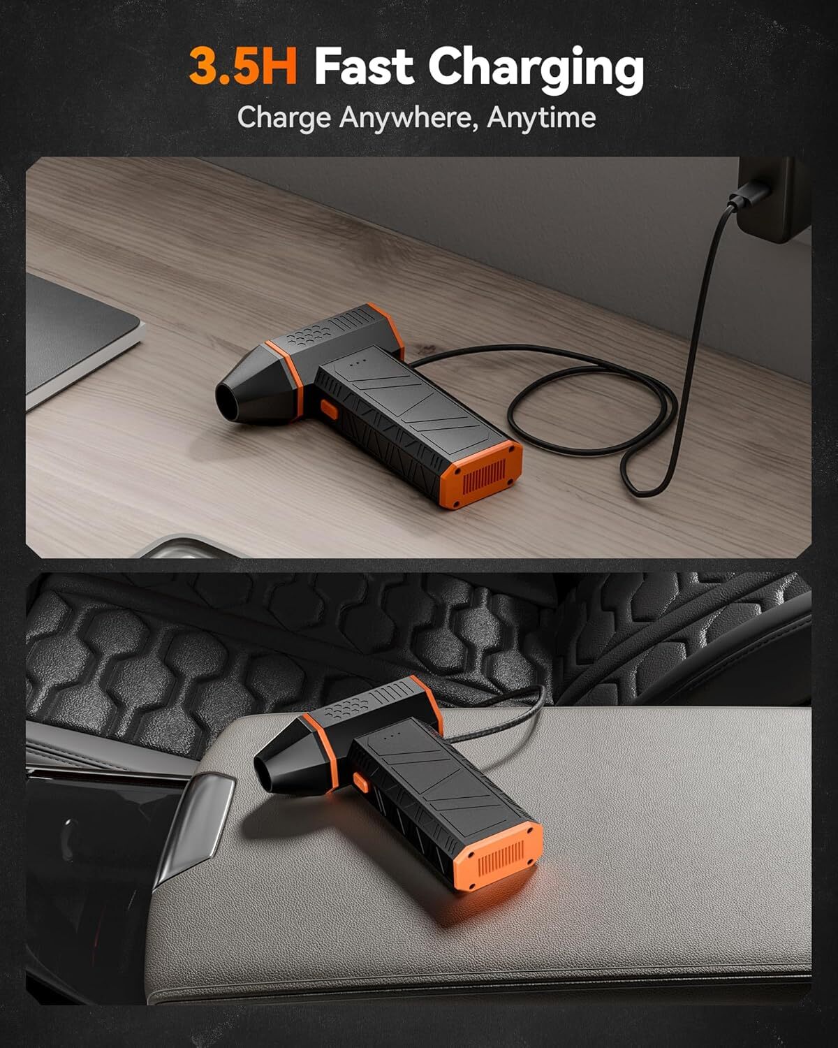 WOLFBOX MF50 Cordless Air Duster 110000RPM Turbo Fan 3-Speed Mini Blower for PC