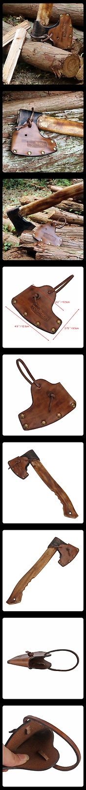 TOURBON Vintage Leather Axe Holster Hatchet Lanyard Blade Sheath Protect Cover