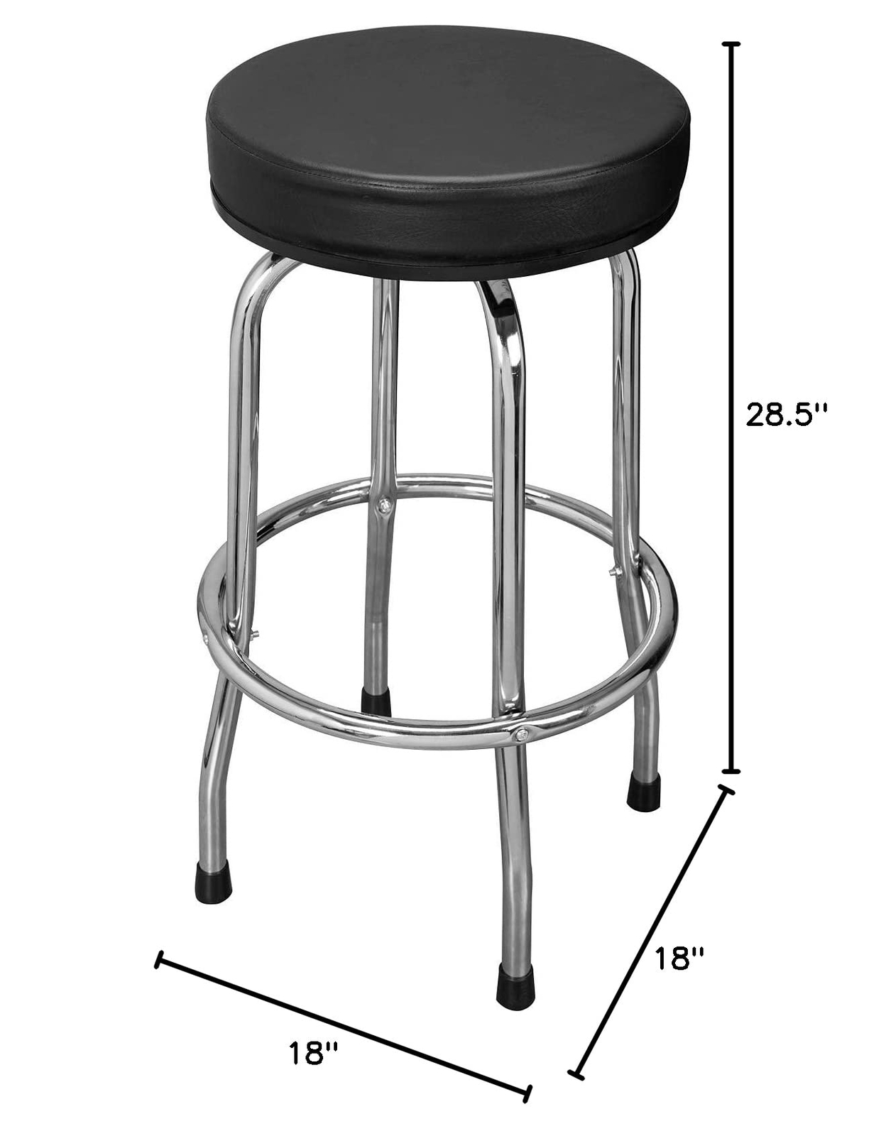 Torin Swivel Bar Stool Padded Garage/Shop Seat Plated Legs, Black, ATRP6185B
