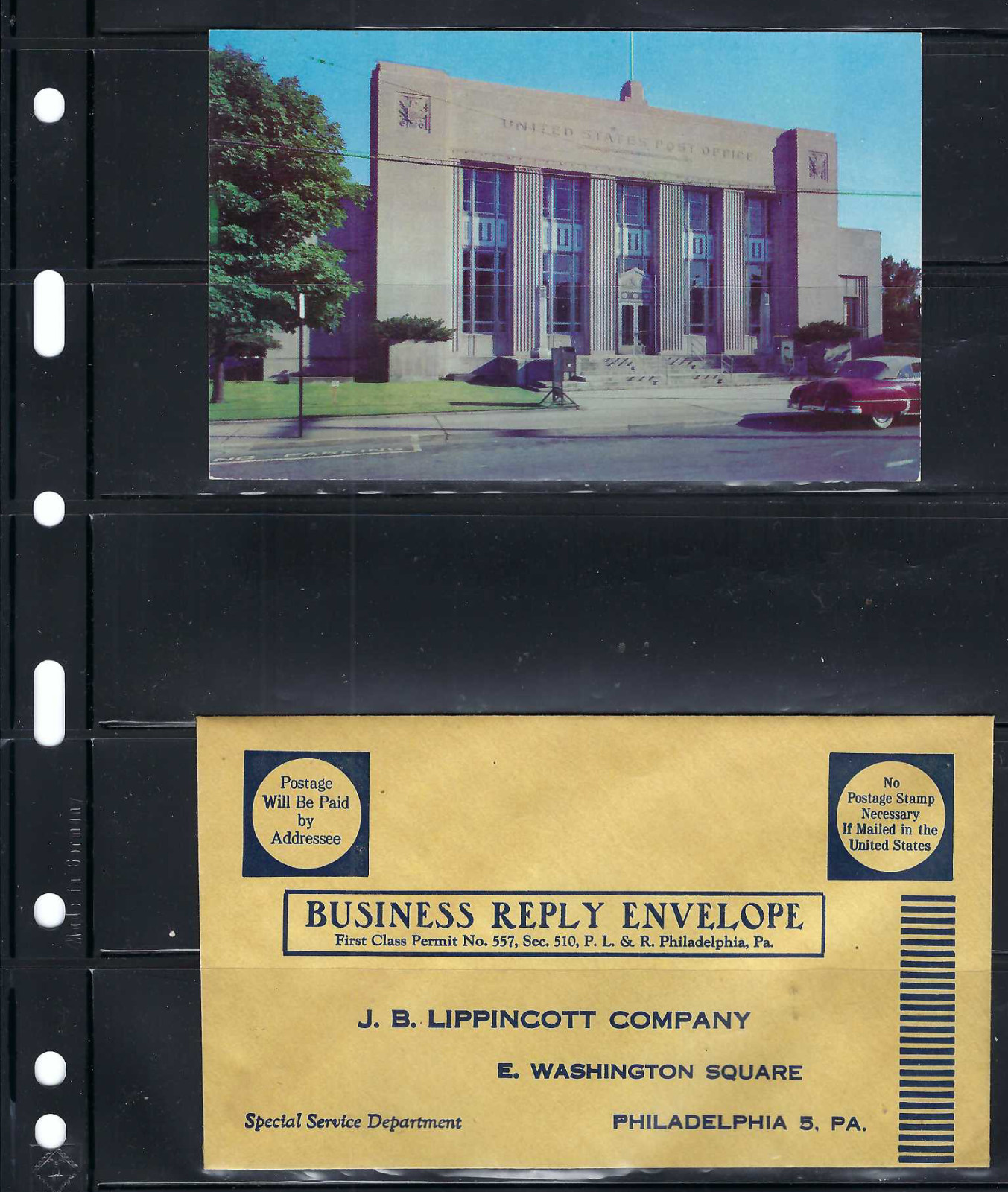 STROUDSBURG, PA    'POST OFFICE'- POST CARD.- BUSINESS  J.B. LIPPINCOTT CO.  PA