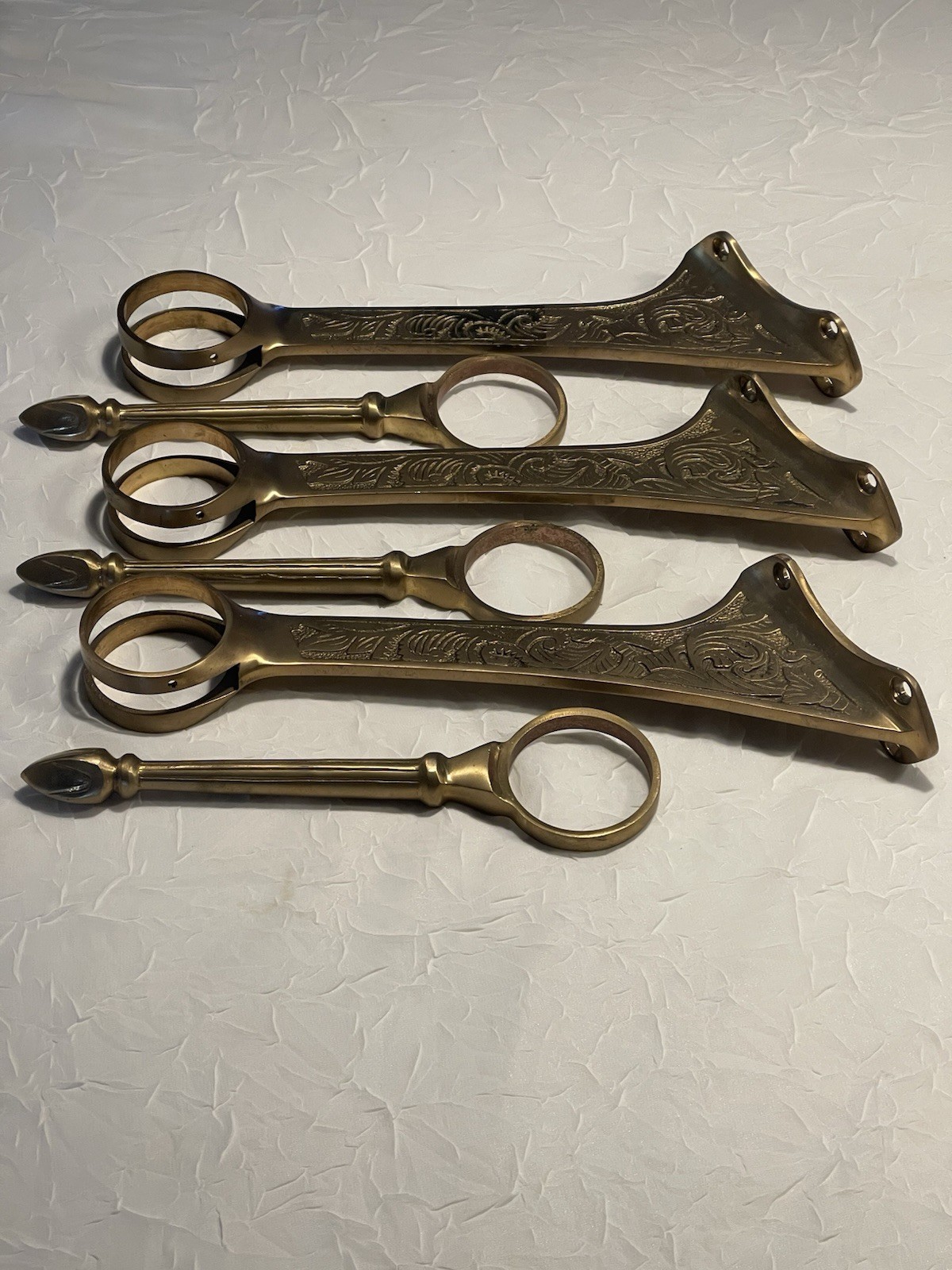 Set Of 3 Swing Arm Cast Solid Brass Bar Foot Rails, 2 inches