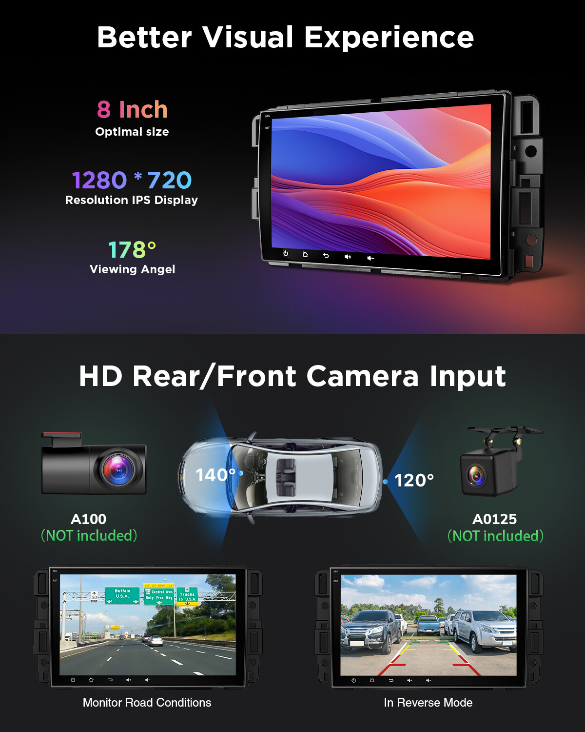 Eonon GMA13 Android 13 8" IPS Car Stereo GPS Navigation WiFi For Chevy GMC + CAM