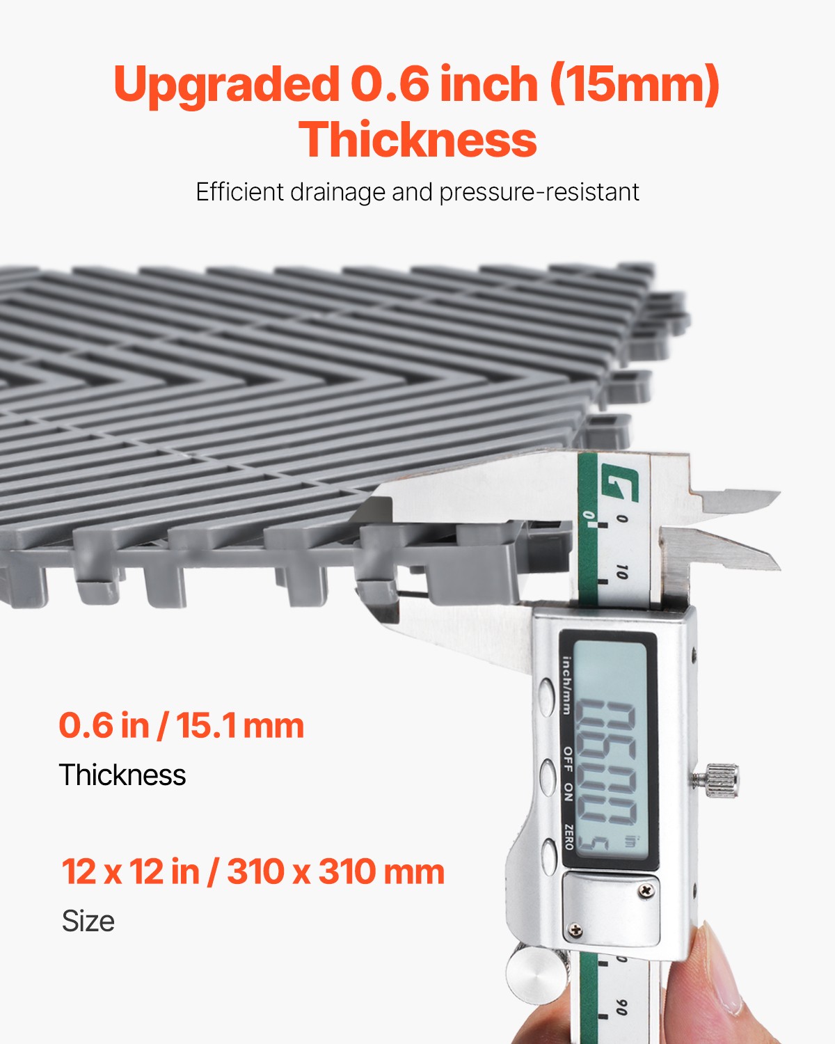 VEVOR Drainage Mat Interlocking Drainage Cushion 12” x 12” Modular Floor Tile