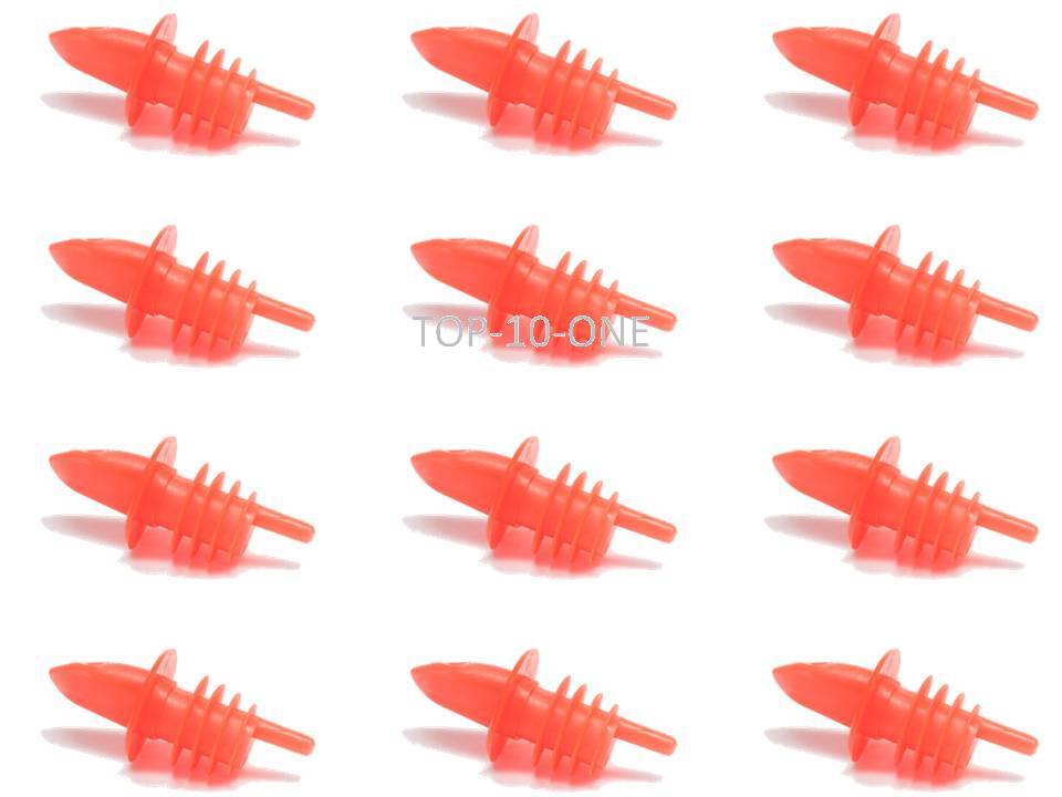 12 Pcs Red Plastic Liquor Free Flow Bar Wine Bottle Pourer Pour Spout Stopper