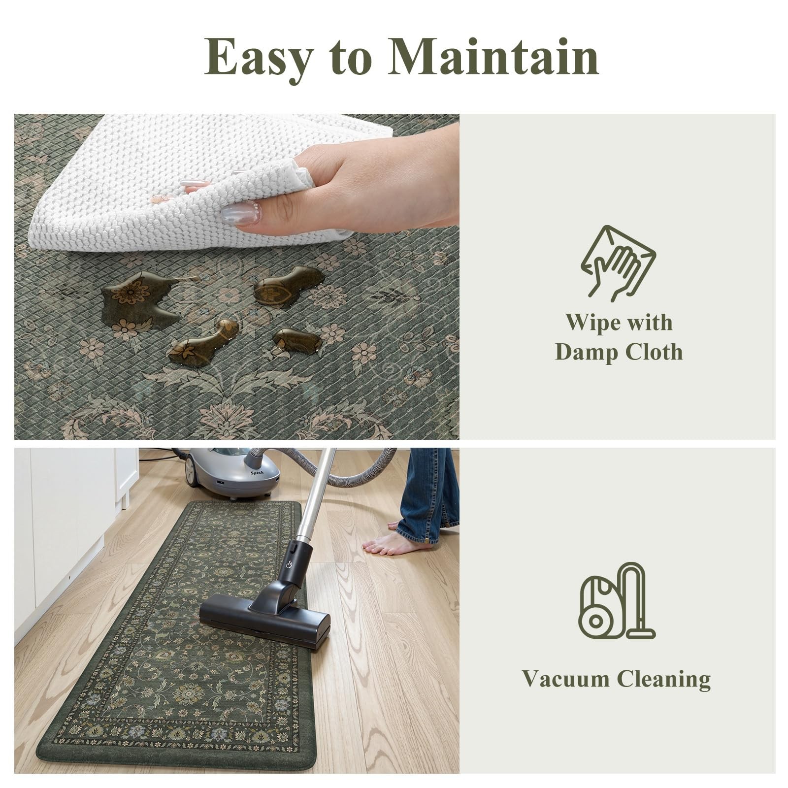 KIMODE Comfort Kitchen Mats 17.3" x 47"+ x 29"--0.47 inches, Dark Green