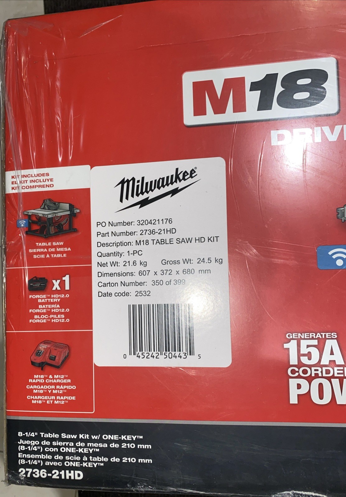 Milwaukee 2736-21HD M18 FUEL 8-1/4" Table Saw with One-Key Kit