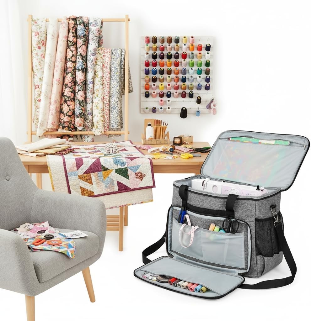 Universal Sewing Machine Carrying Case Tote Bag with Padding