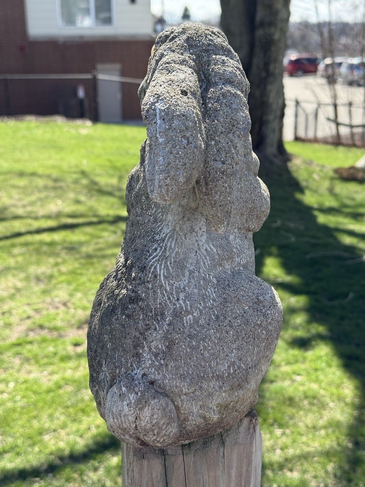 Vintage English Hare concrete bunny rabbit garden statue art