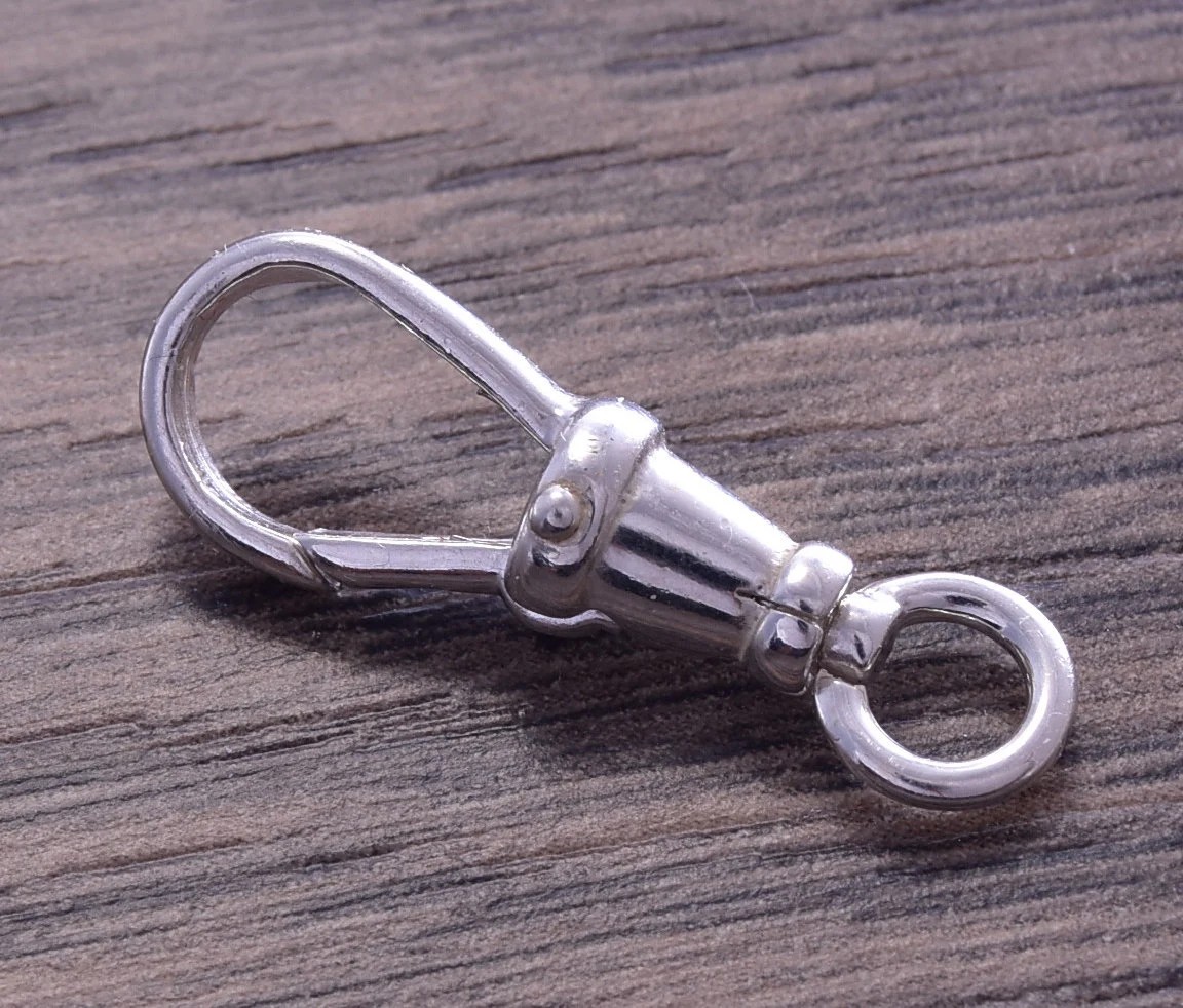 One Sterling Silver 1Pc x 22mm Sterling Silver Carabiner Lobster Clasp DB4V