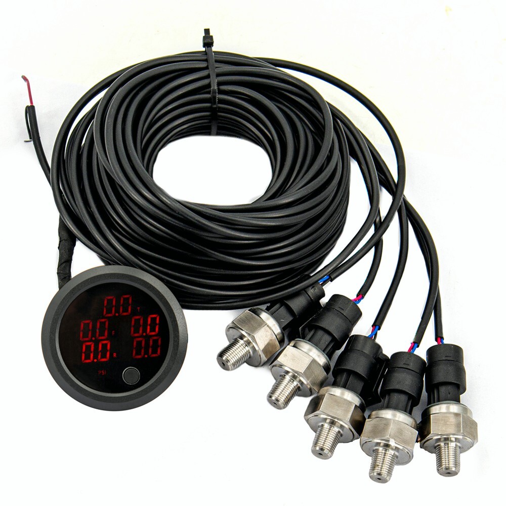 5 in 1 Display Air Suspension Pressure Gauge + Solenoid Valve + Control Panel
