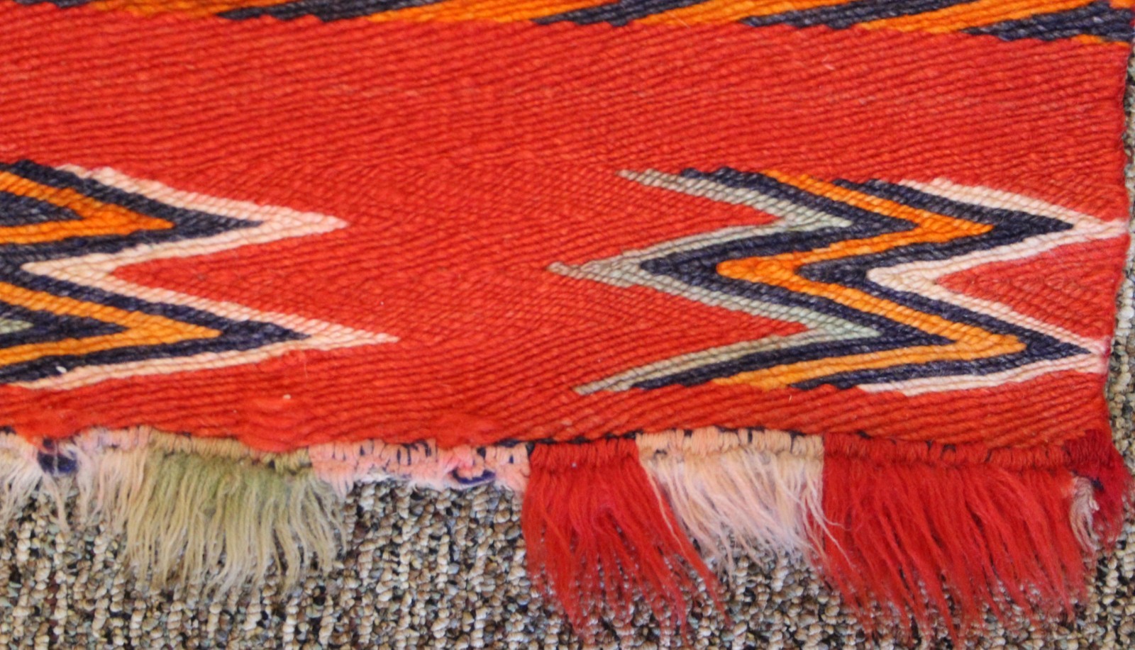 Vintage Late Classic Navajo Sunday Saddle Blanket with Wedge Weave Feeling Twill