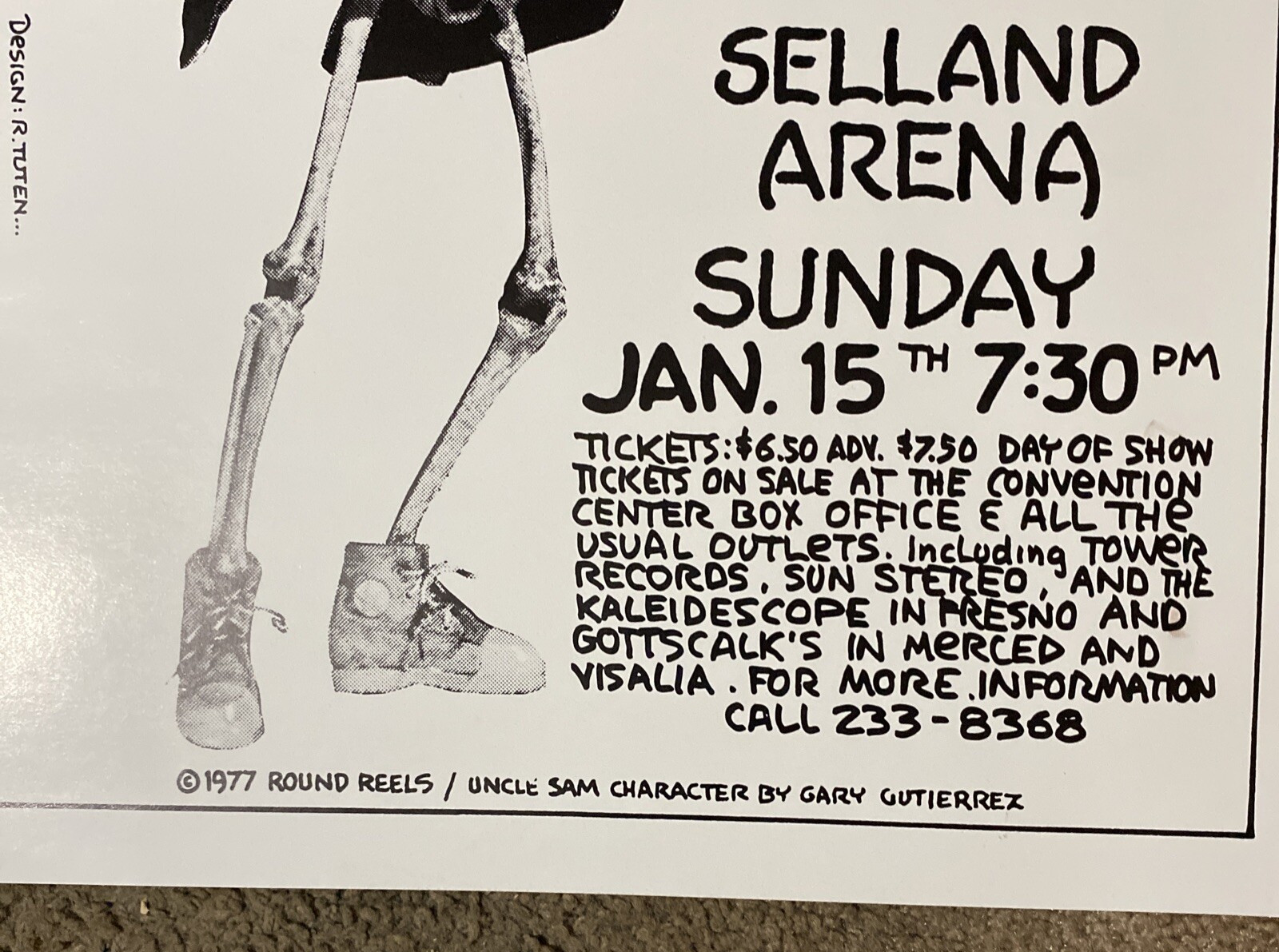 1978 Selland Arena Grateful Dead Concert 2nd Printing Poster Jerry Garcia.