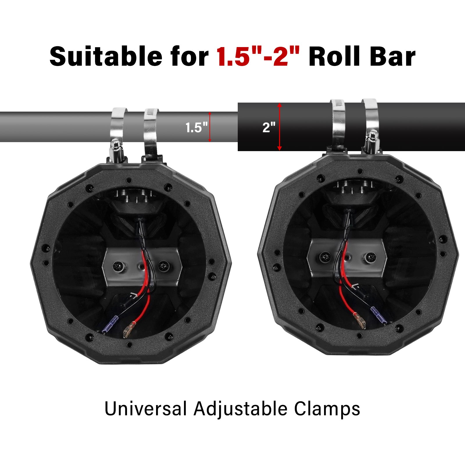 6.5" Speaker Pods Cage Enclosures 1.5-2" for Marine Boat Tower UTV Polaris RZR