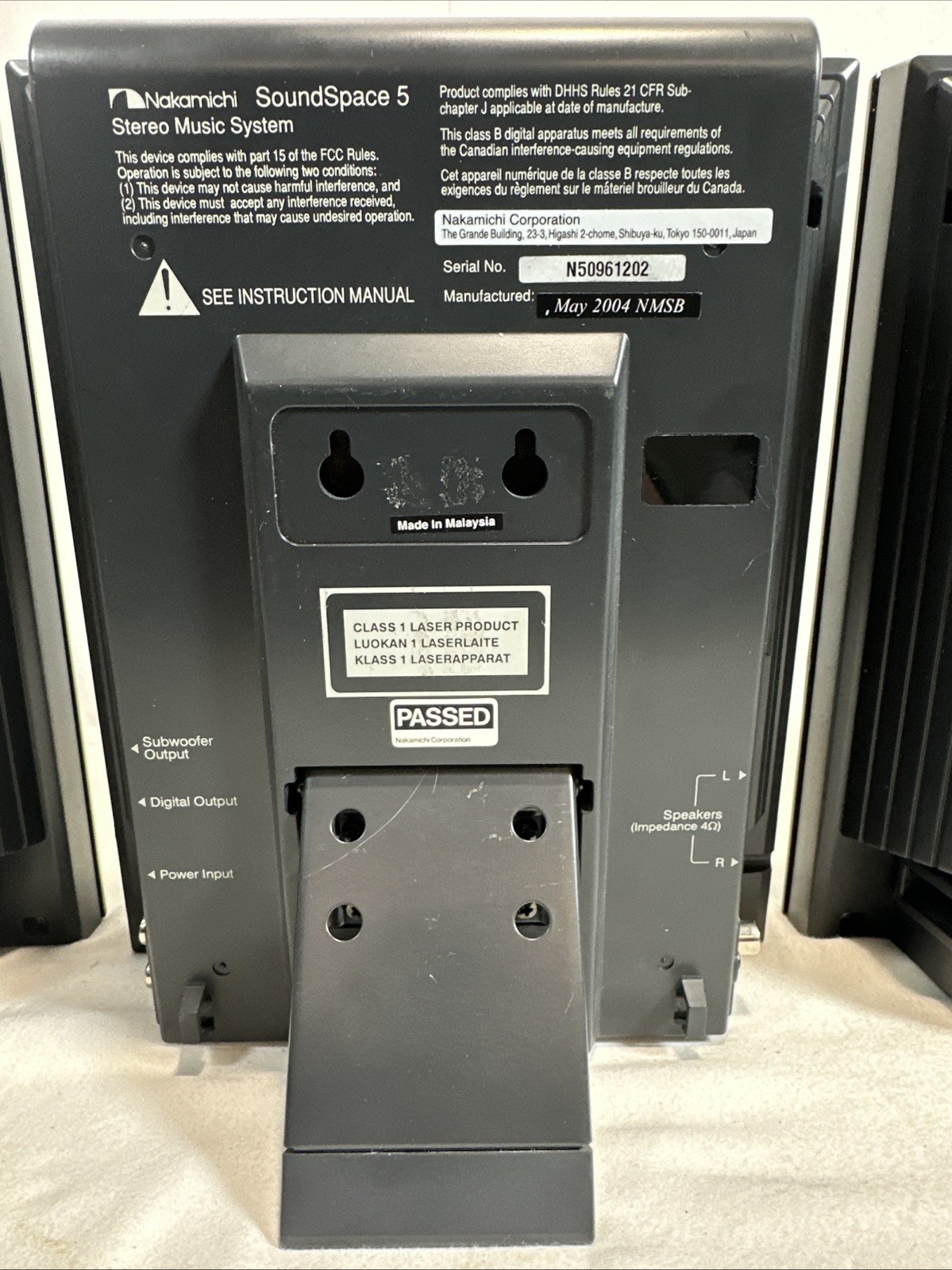 PRISTINE Nakamichi SoundSpace5 3-Disc Music System WITH NO Power Supply/Cord