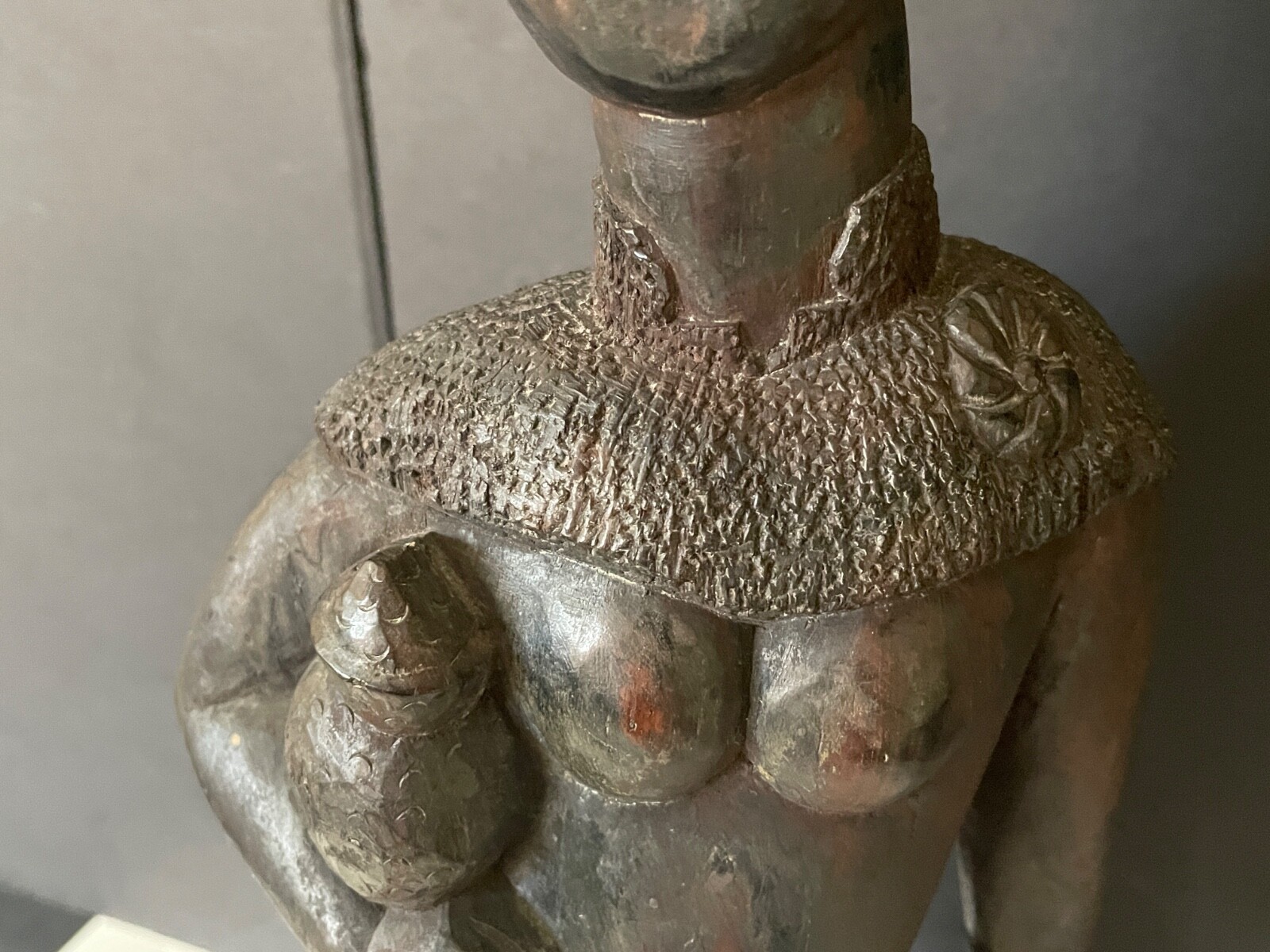 African Nigerian Yoruba large hand carved wood female woman figurine statue 19"