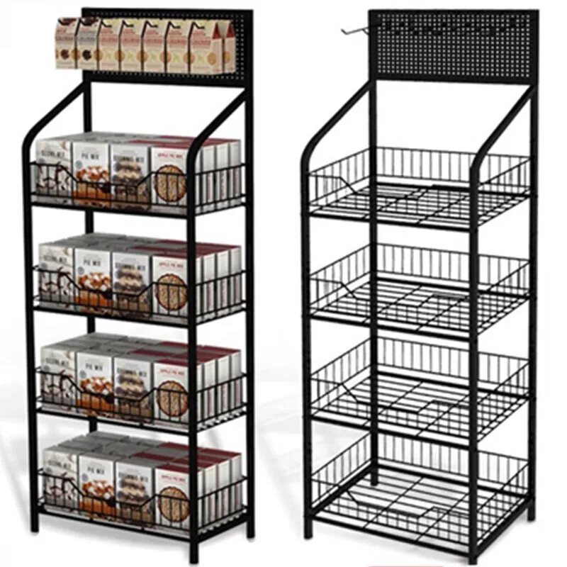 4Tier Black Retail Display Rack/Shelf/Frame/Stand Shop Freestand Snack Metal US