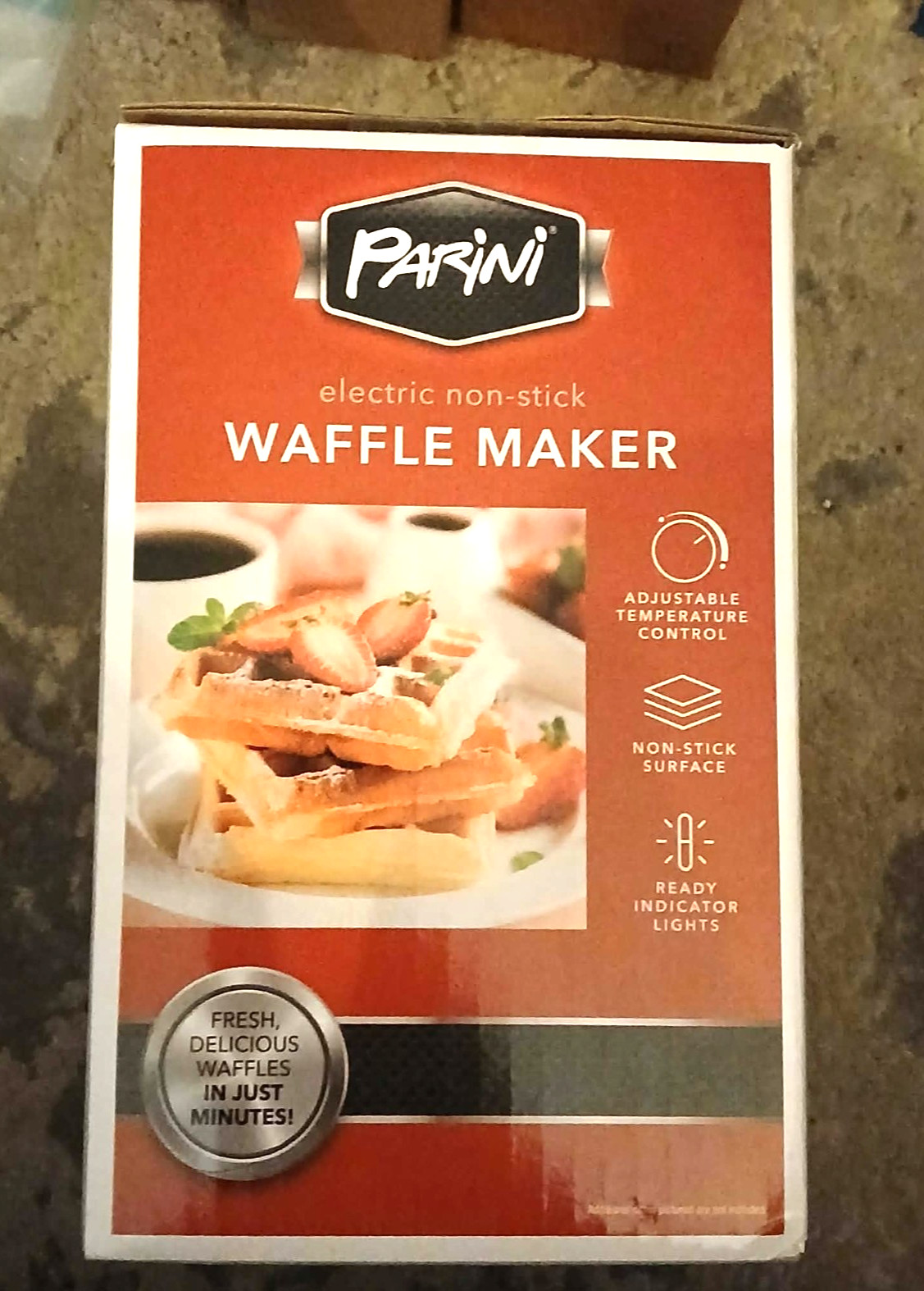 Parini Electric Waffle Maker New Non Stick Adjustable Temperature Control 7.8"