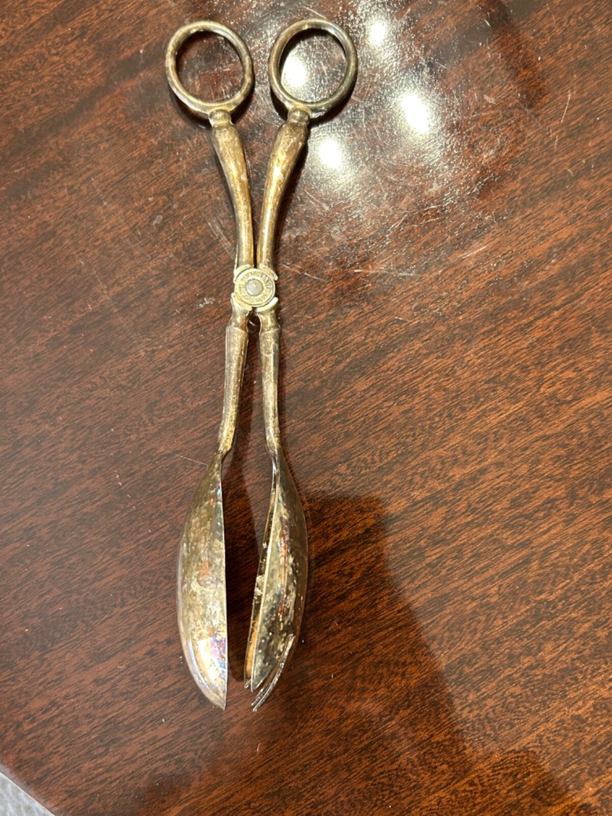 Vintage Leonard Silverplate Salad Pasta Tongs Made In Italy Scissor Style 10.5”