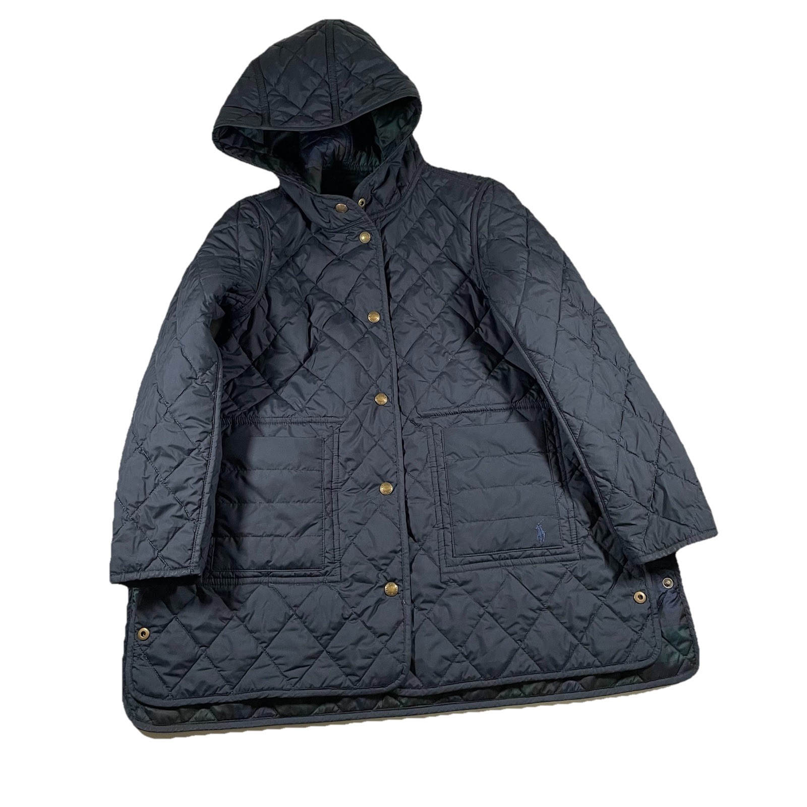 Polo Ralph Lauren Girls Kids 6X Reversible Quilted Plaid Jacket Snap Shield