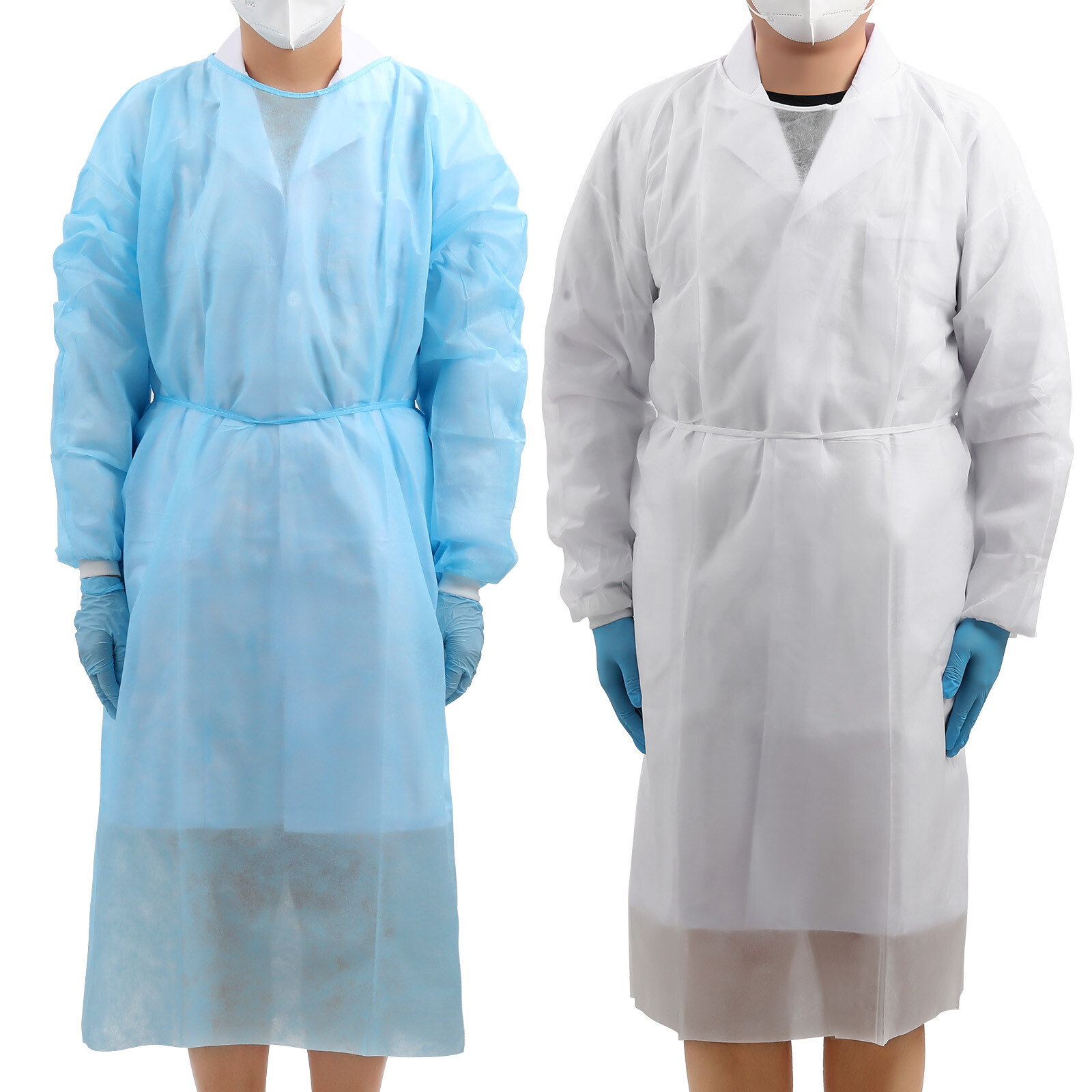 JMU Disposable Isolation Gowns PP Soft Medical Gowns with Knitted Elastic Cuffs