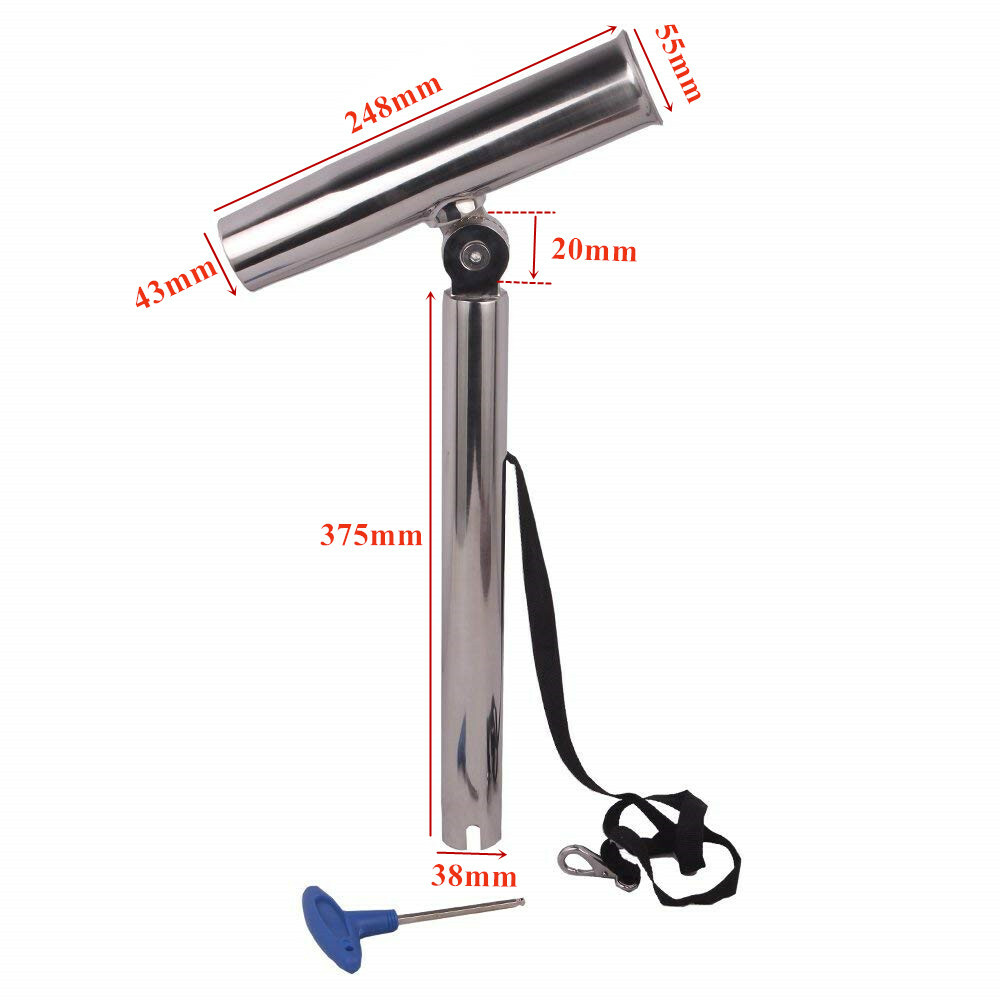 2X 316 Stainless Steel Fishing Rod Holder Outrigger Adjustable for Marine Boat
