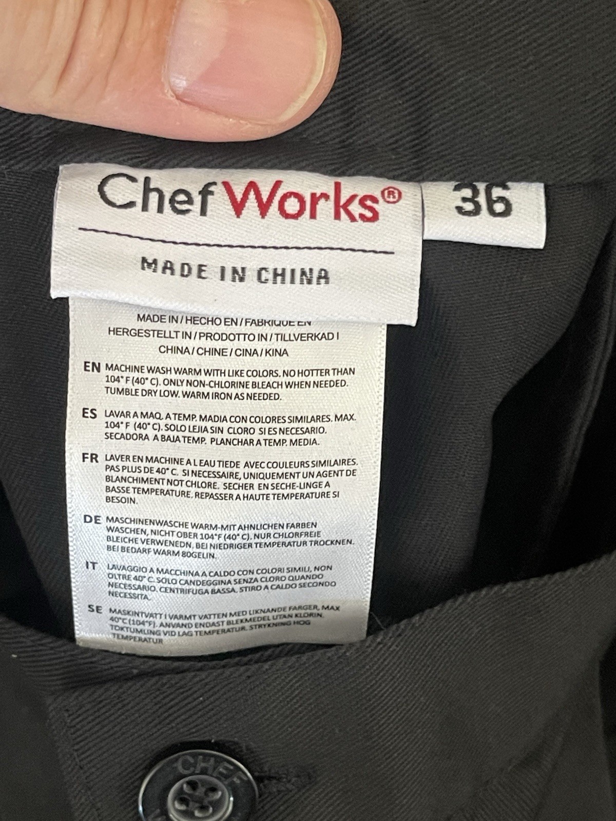 Chef Works Mens Pro Chef Pants Black Sz 36 CEBP-000-36