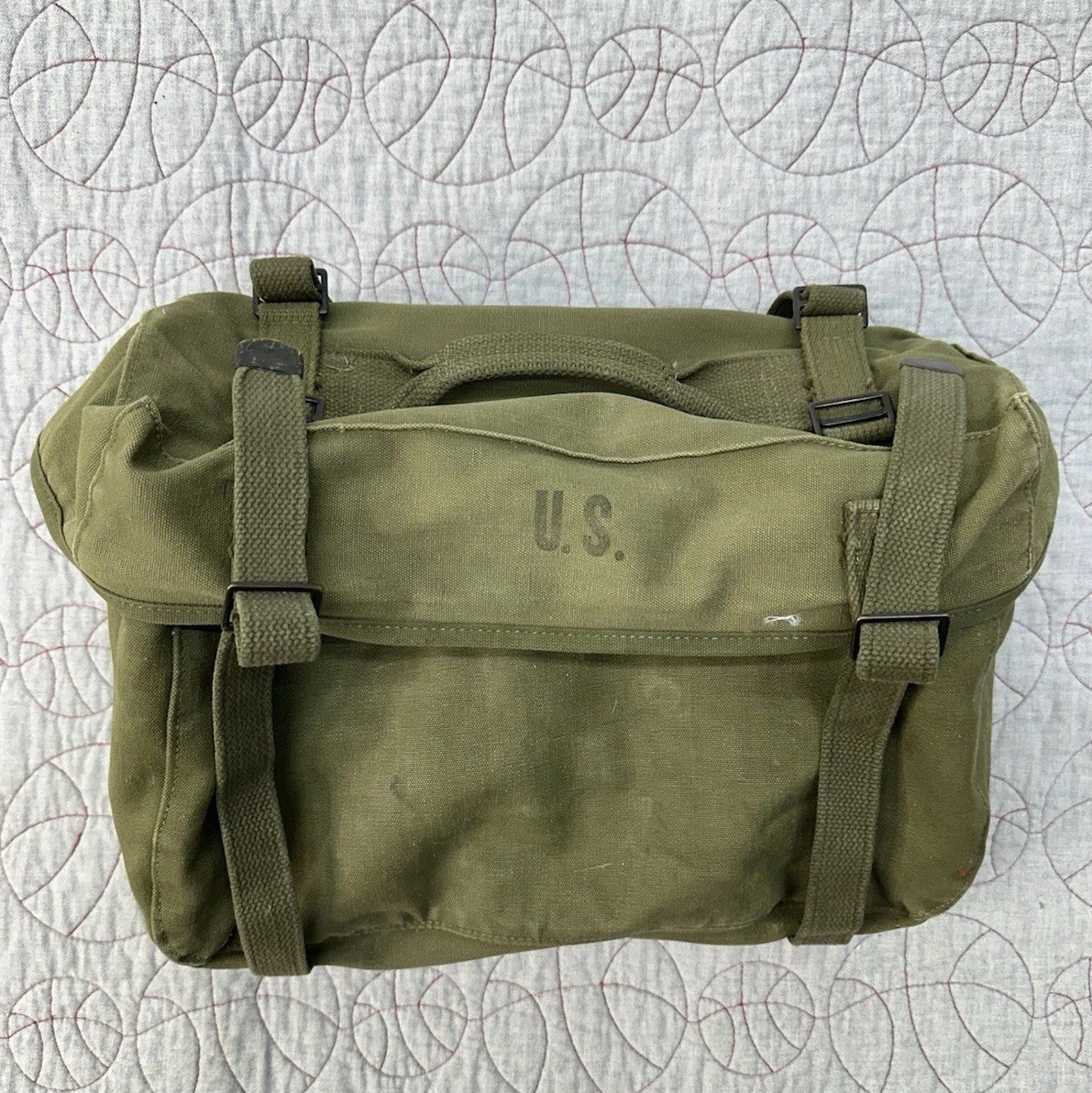 1951 US Army Field Pack Cargo M-1945 Military OD Green Cargo Bag NICE Lower Vtg
