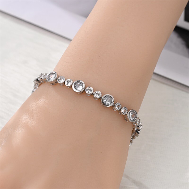 KUNSIR 925 Sterling Silver Tennis Bracelet for Women Adjustable Bubble Bracelet