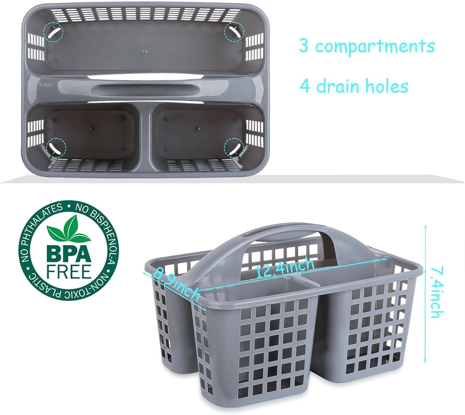 Shower Organizer Basket, Plastic College Essentials Holder