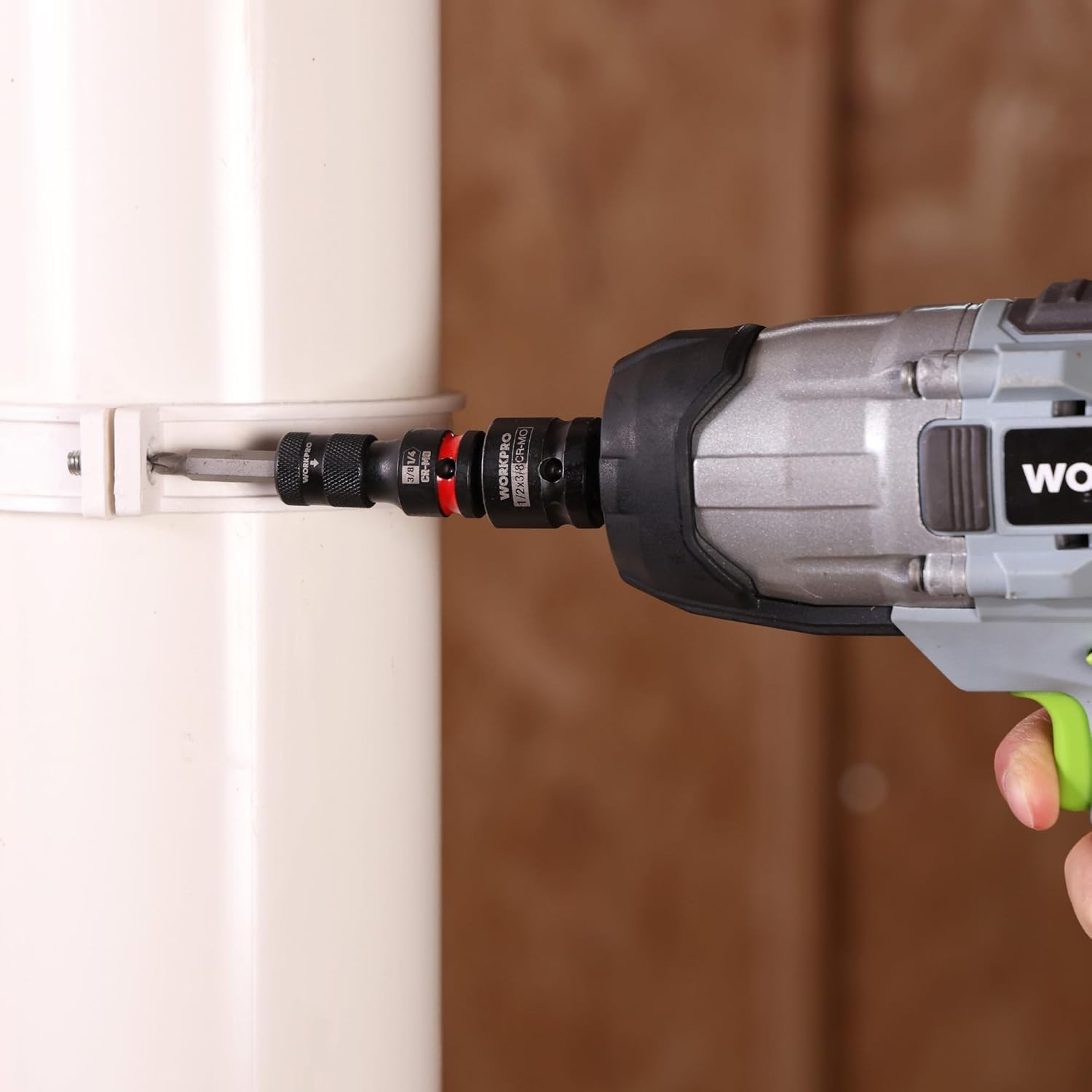 WORKPRO 3/8" Square to 1/4-in Hex Quick Release Bit Holder Impact Socket Adapter