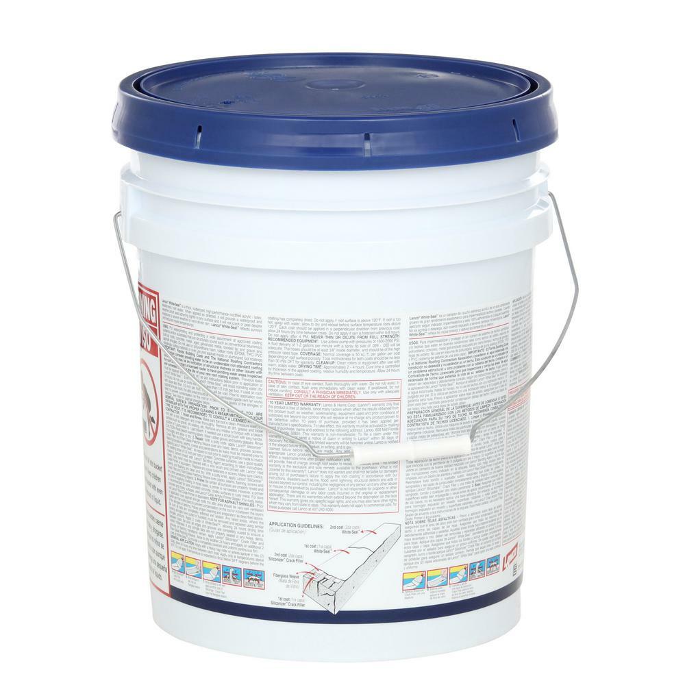 White Seal Rubberized Elastomeric Roof Coating 5Gal Weatherproof Durable Sealer