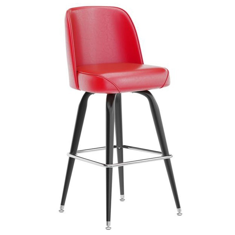 Bucket Seat Oval Bar Stool - Red